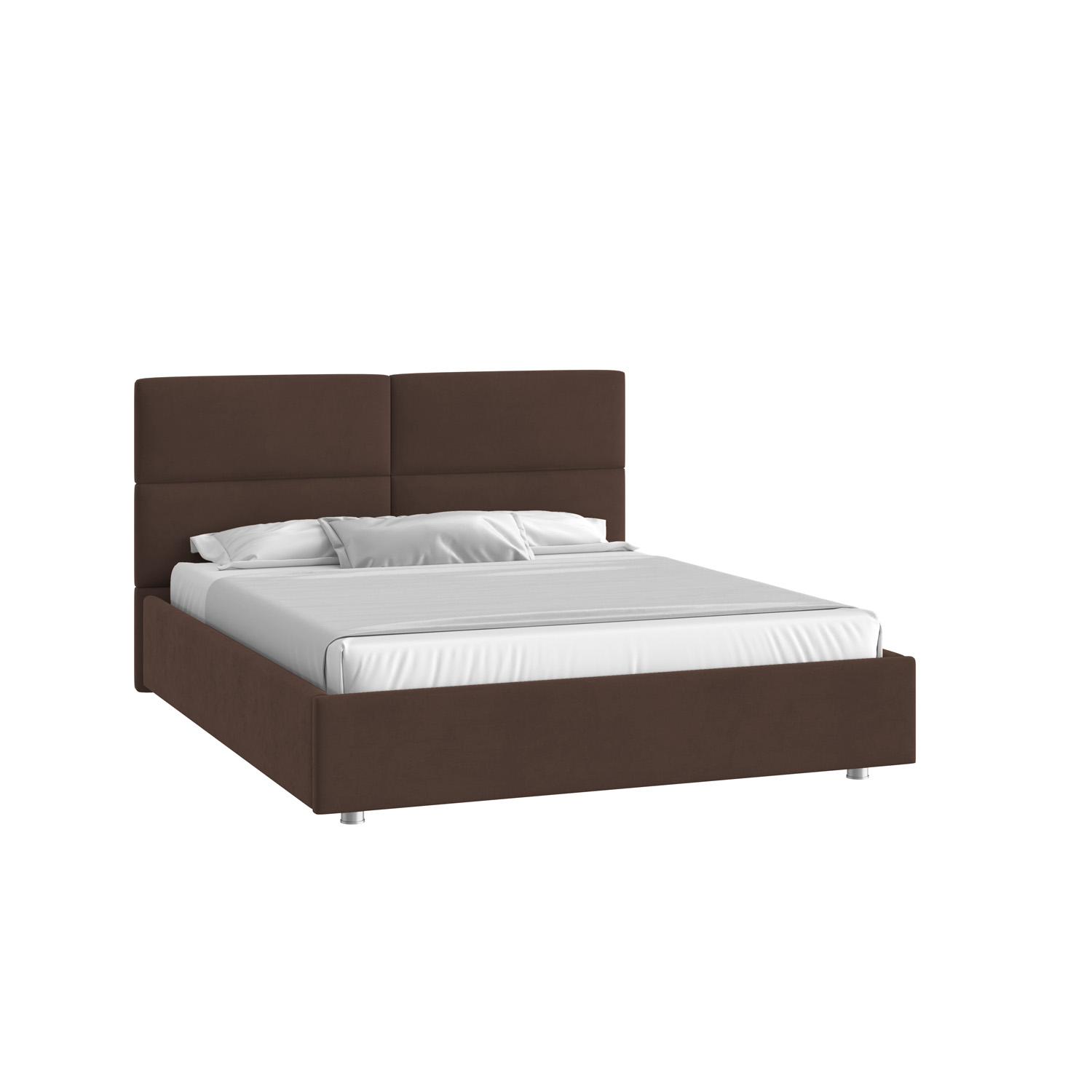 Кровать Тренд малое изголовье 160х200 Микровелюр Инфинити 04 шоколад с подъемным механизмомс низкими опорами