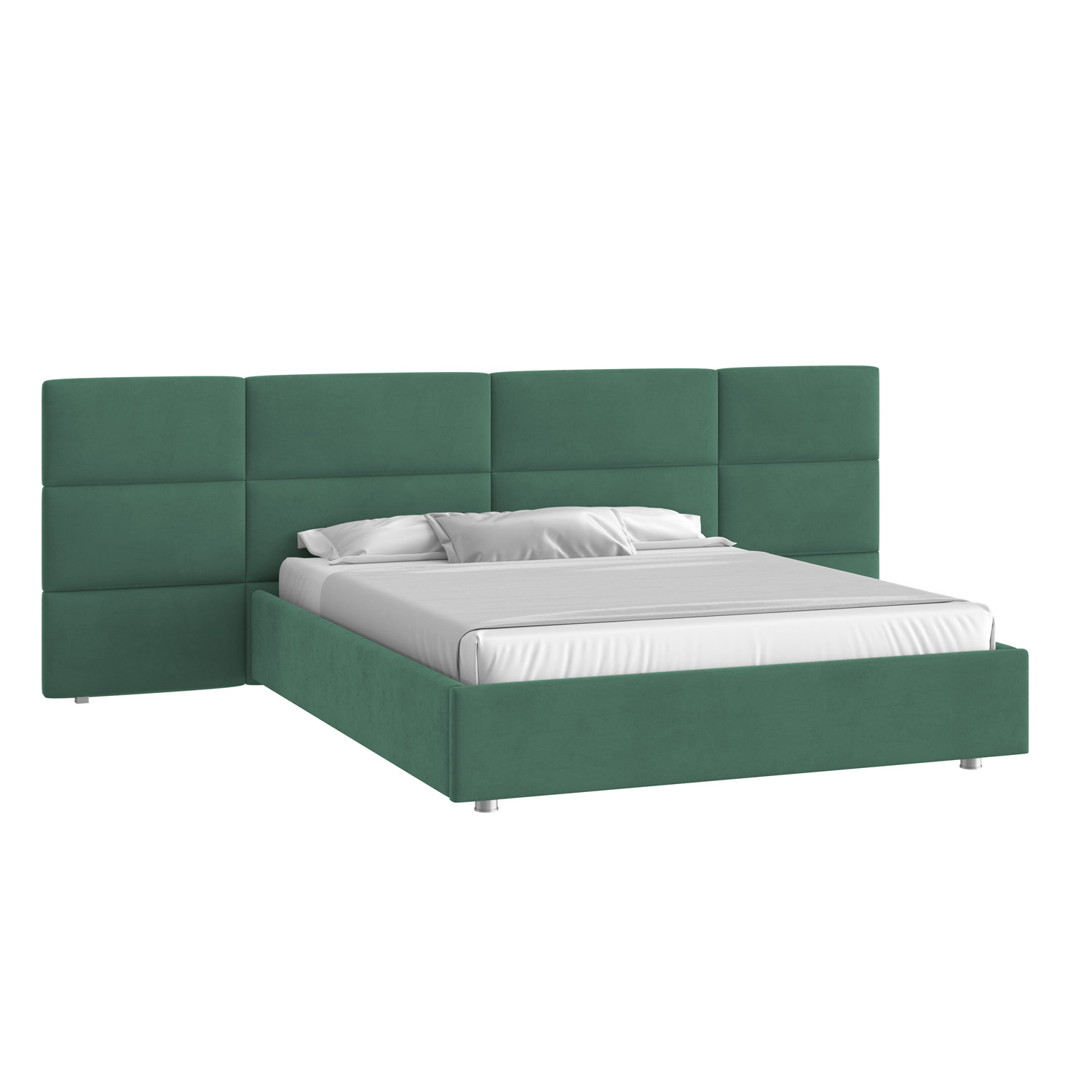 Кровать Тренд большое изголовье 160х200 Микровелюр Фиеста 22 малахит