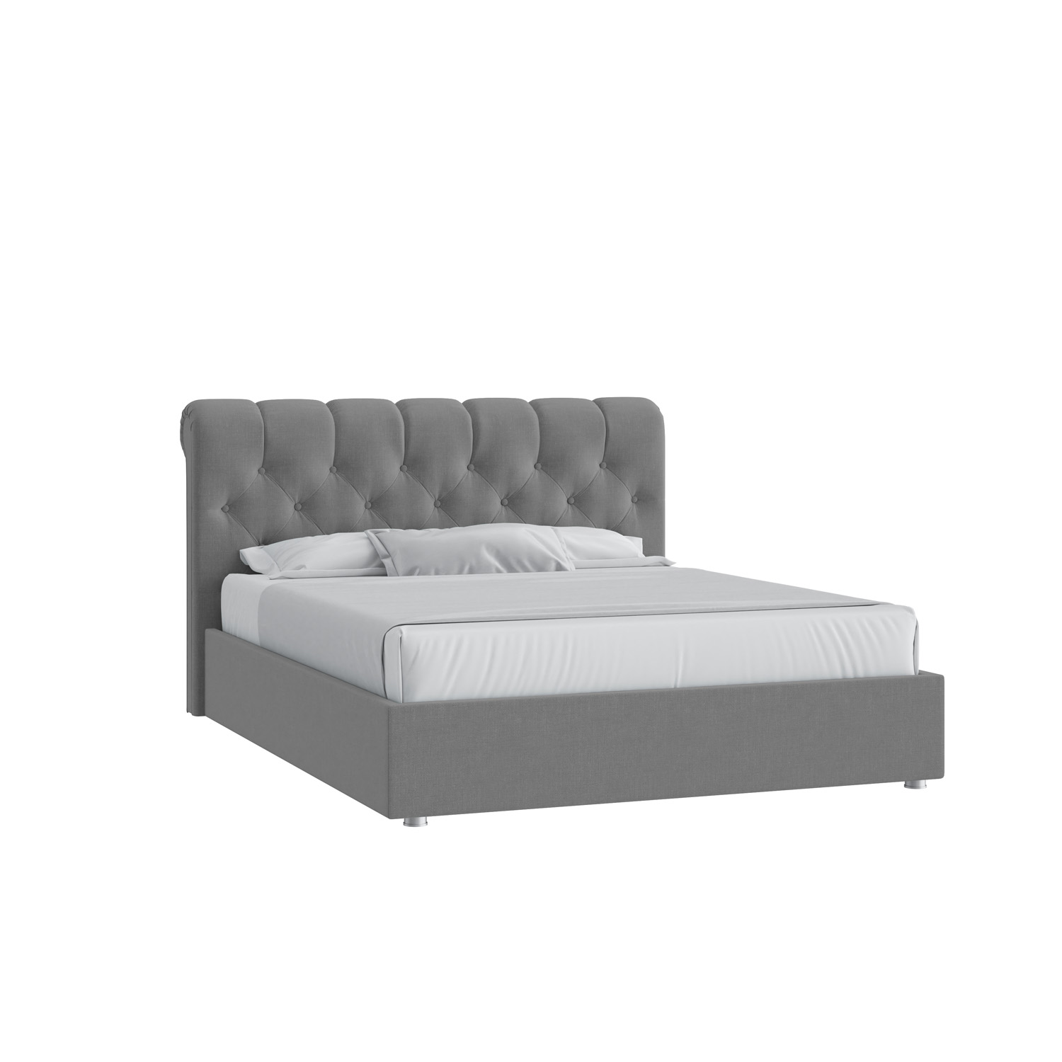 Кровать Элис 160х200 Микровелюр Каприз 90 серый с подъемным механизмом