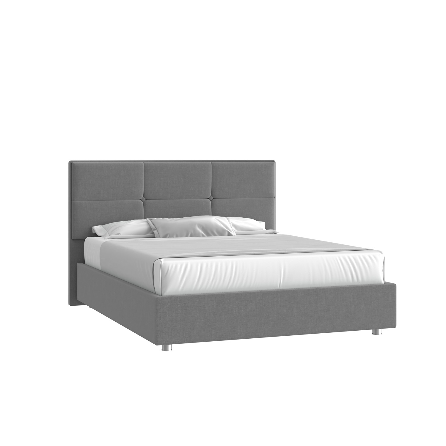 Кровать Мюнхен 160х200 Микровелюр Каприз 90 серый на низких опорах