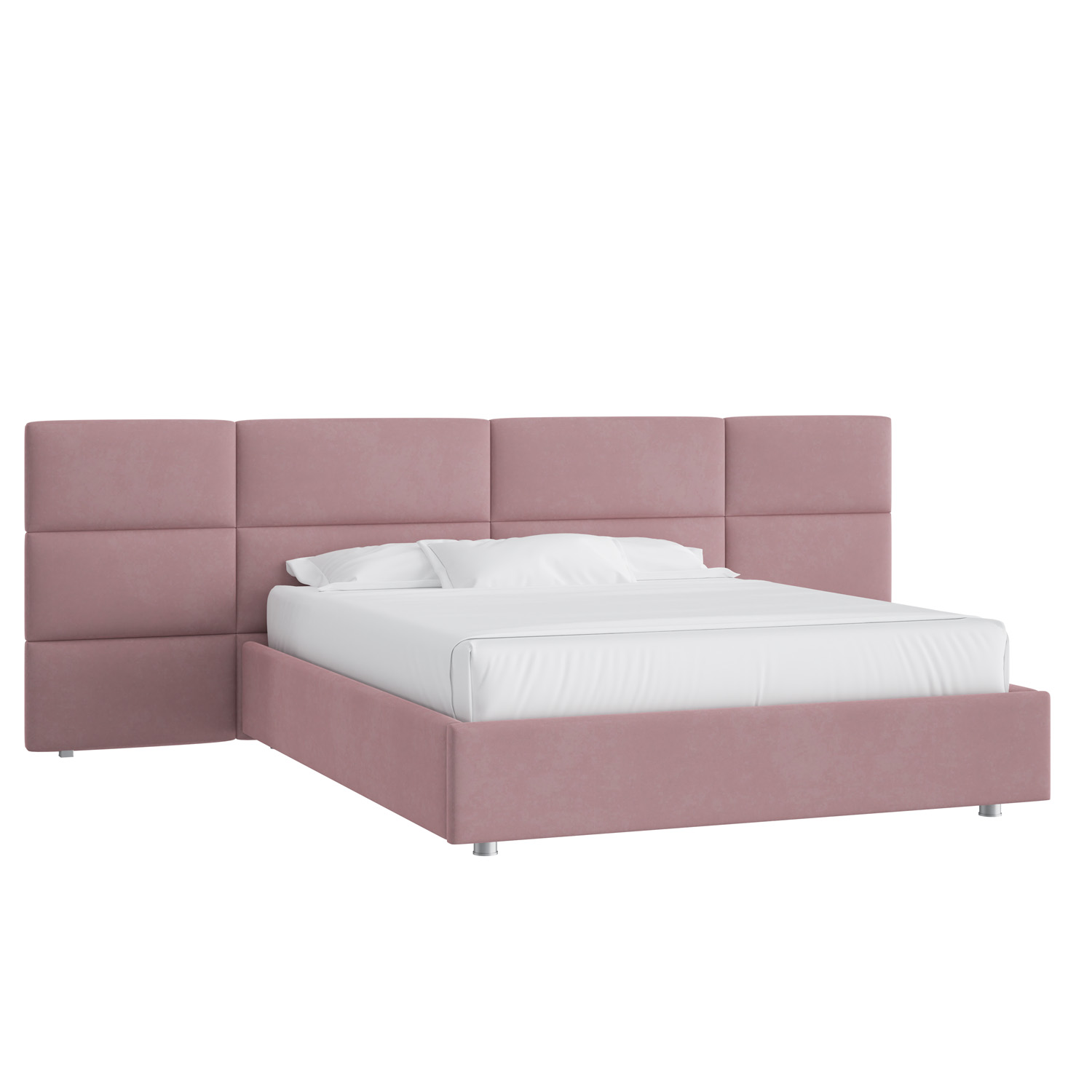 Кровать Тренд большое изголовье 140х200 Микровелюр Инфинити 12 розовый