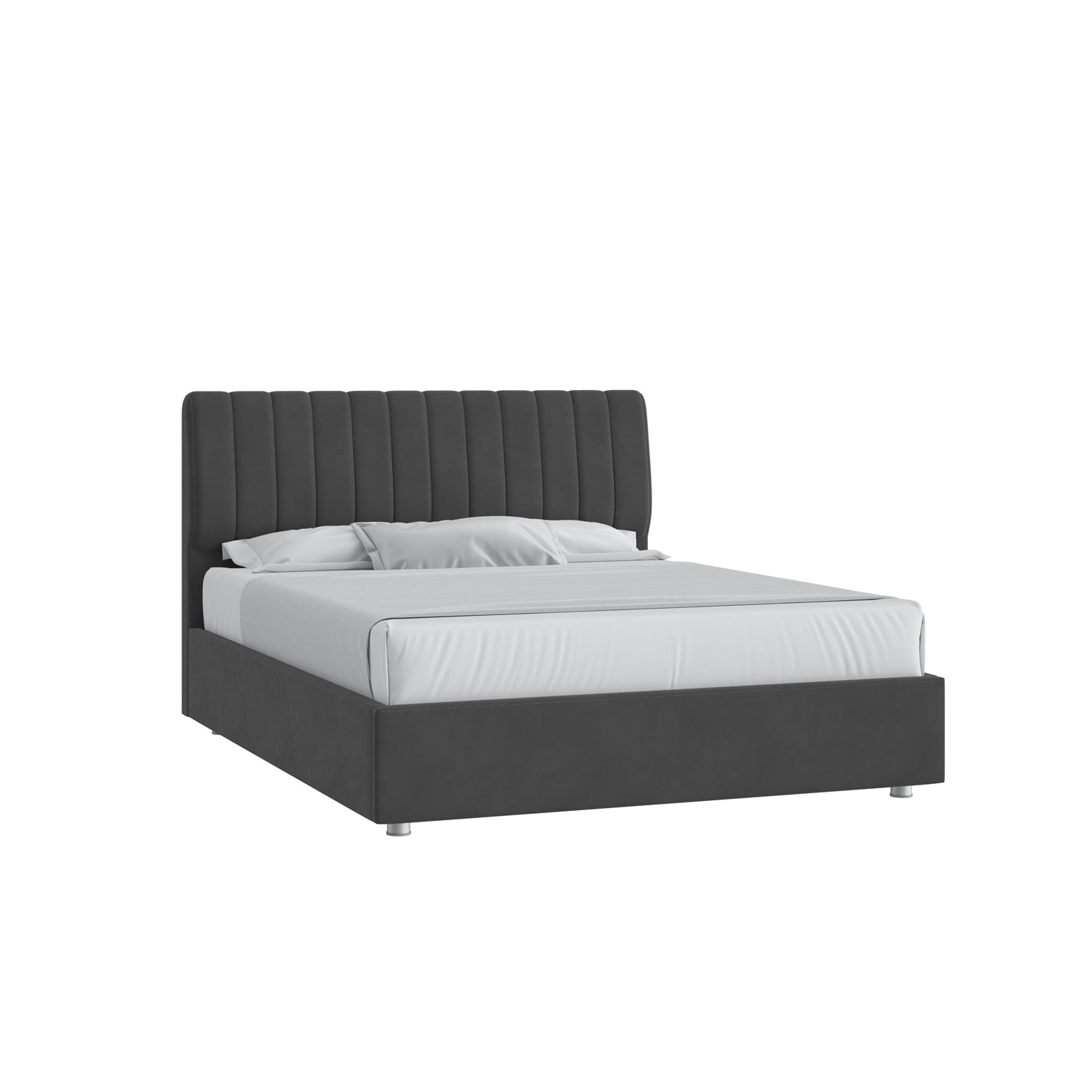 Кровать Танго 160х200 Велюр Гелакси 011 серо-стальной с низкими опорами