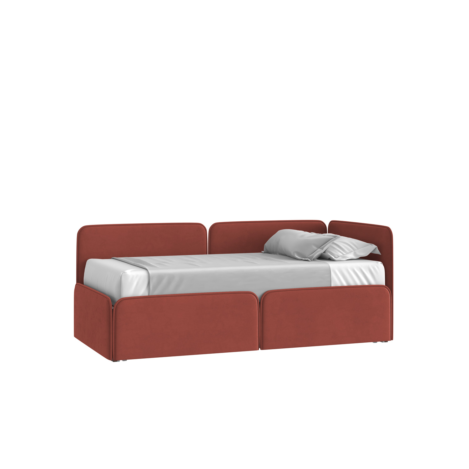 Кровать Тетрис 90х190 Велюр Гелакси Плюс 41 Кирпичный