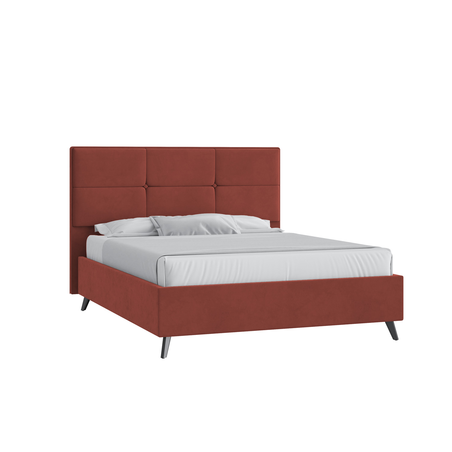 Кровать Мюнхен 160х200 Велюр Гелакси Плюс 41 Кирпичный высокие опоры