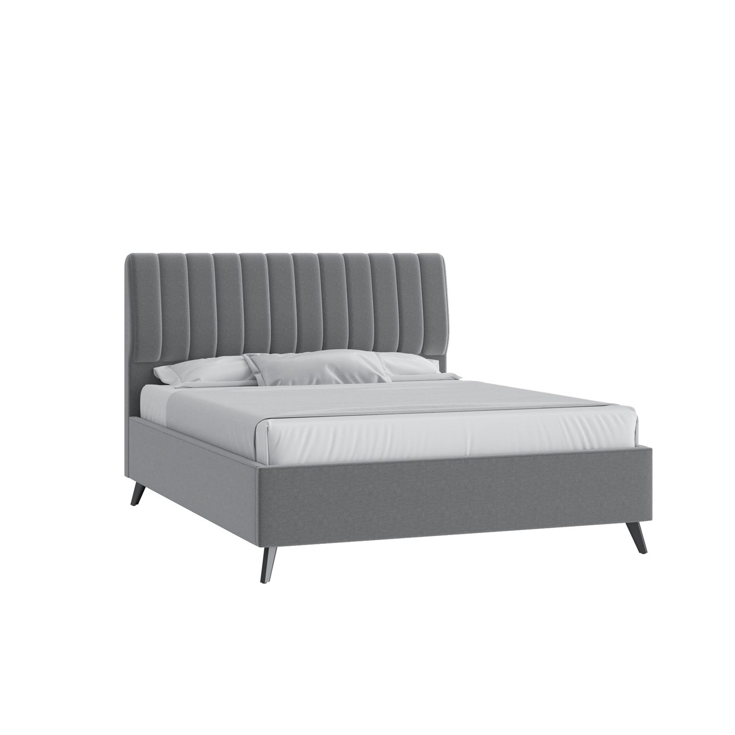 Кровать Танго 120х200 Микровелюр Каприз 90 серый на высоких опорах
