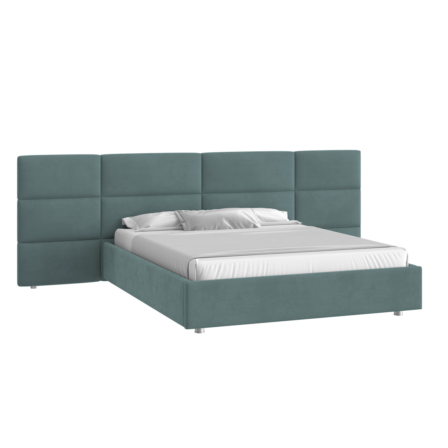 Кровать Тренд большое изголовье 160х200 Микровелюр Инфинити 11 ментол