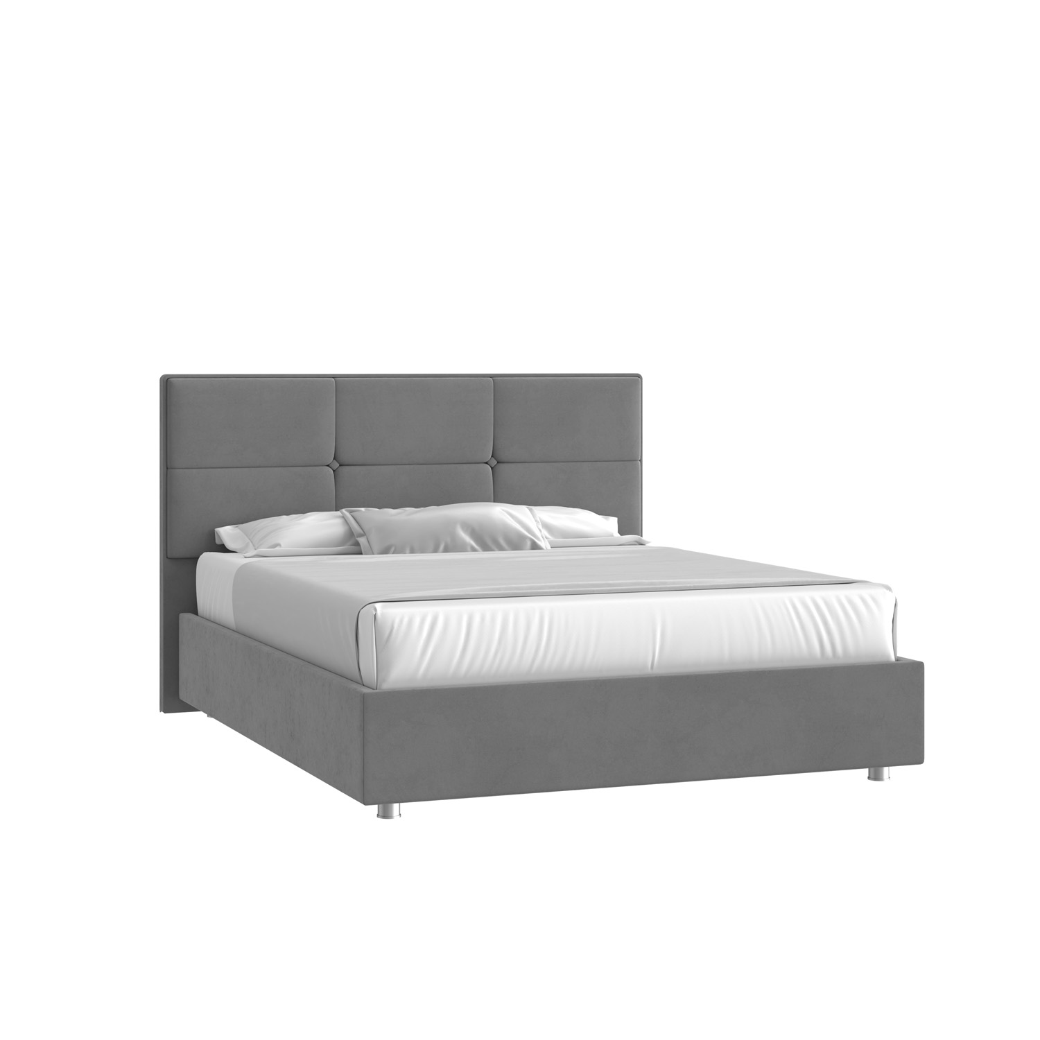 Кровать Мюнхен 160х200 Микровелюр Инфинити 01 серый с подъемным механизмом на низких опорах