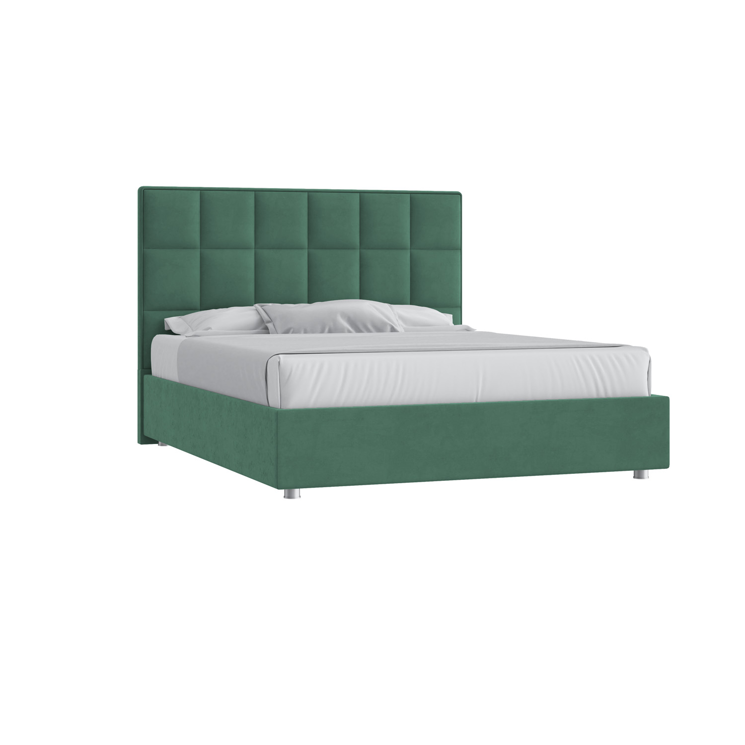 Кровать Квадро 160х200 Микровелюр Фиеста 22 малахит с подъемным механизмом