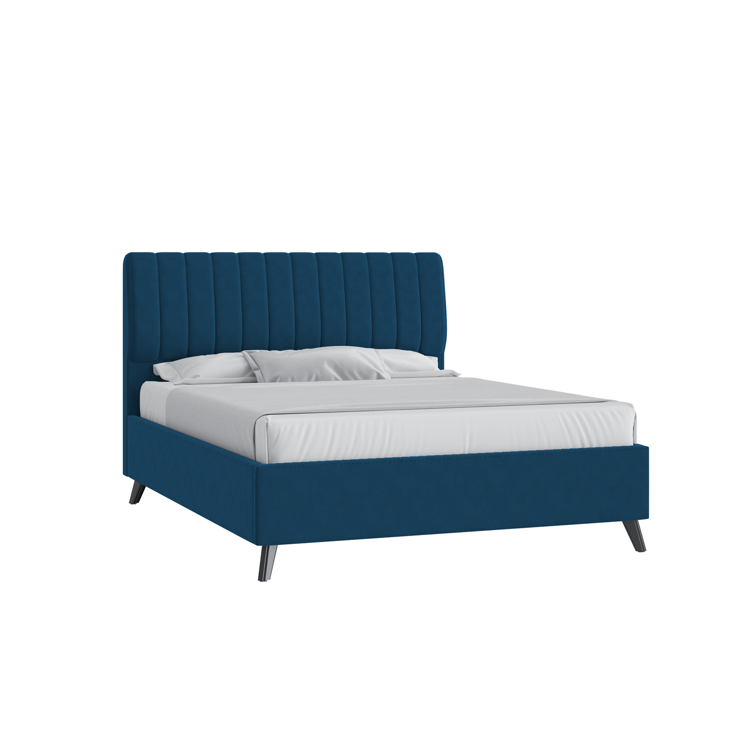 Кровать Танго 160х200 Велюр Гелакси 027 синий с подъемным механизмом на высоких опорах