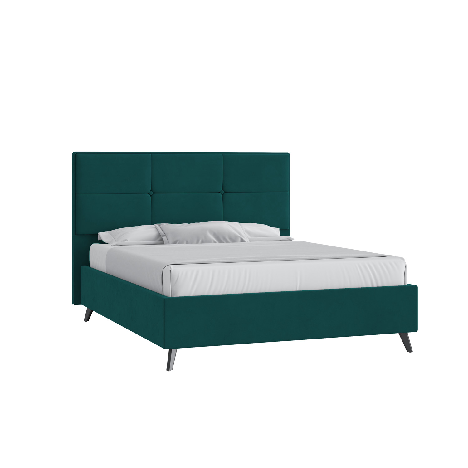 Кровать Мюнхен 160х200 Микровелюр Инфинити 10 изумрудный высокие опоры