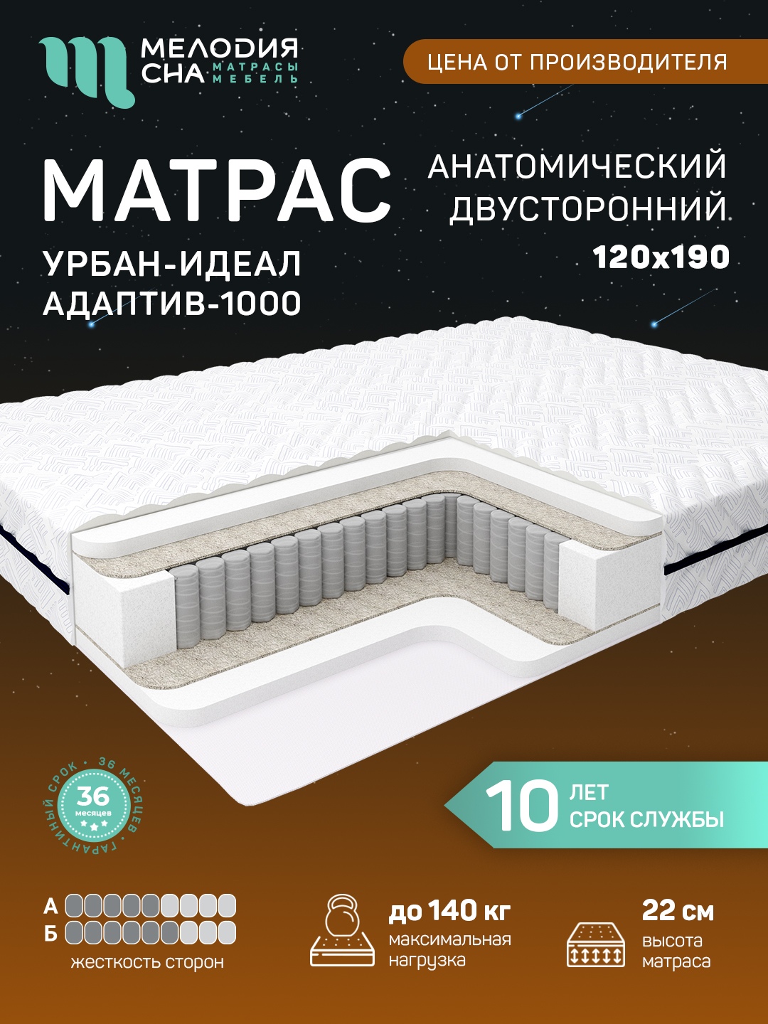 Матрас Урбан Идеал Адаптив1000 120х190