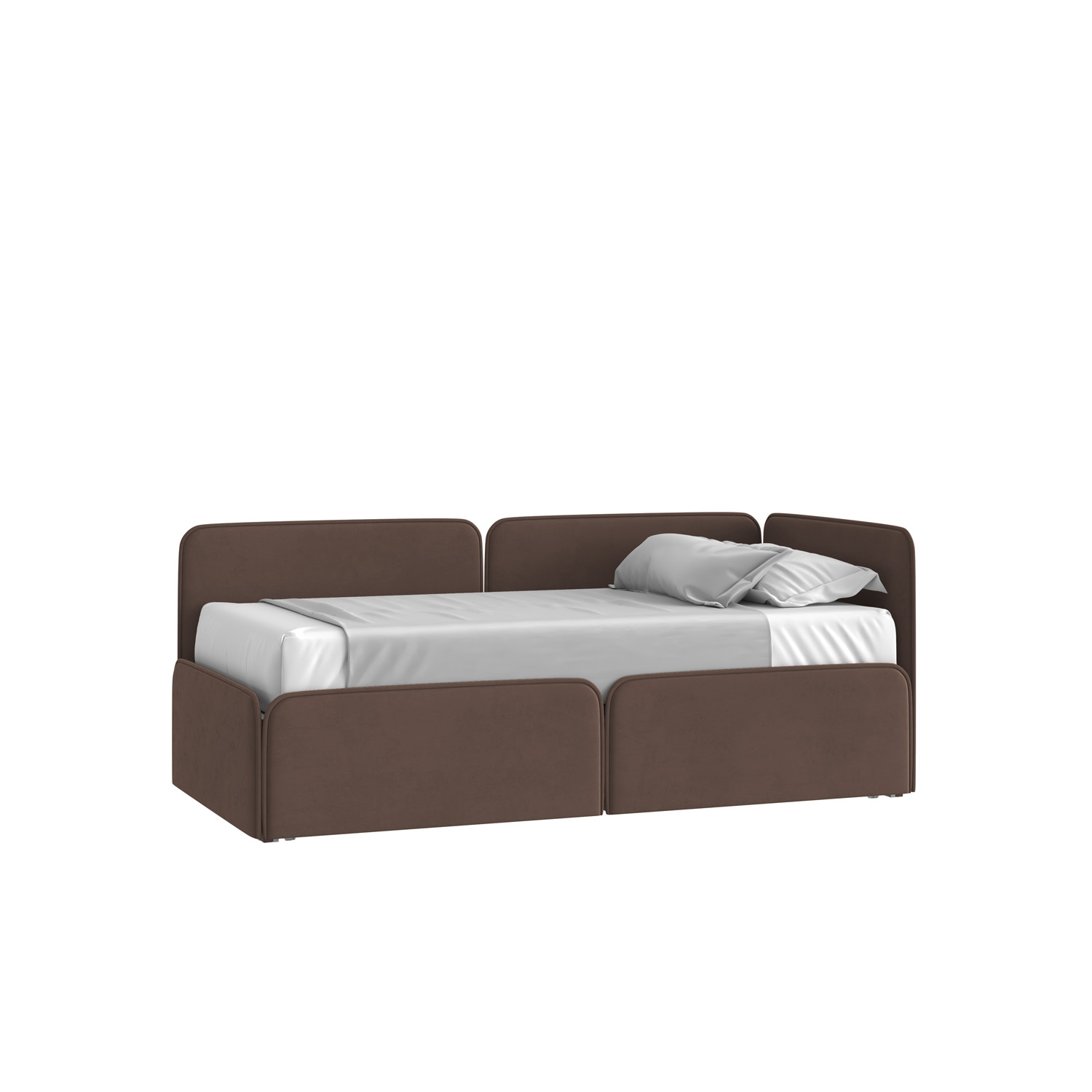 Кровать Тетрис 90х190 Микровелюр Инфинити 04 шоколад с подъемным механизмом