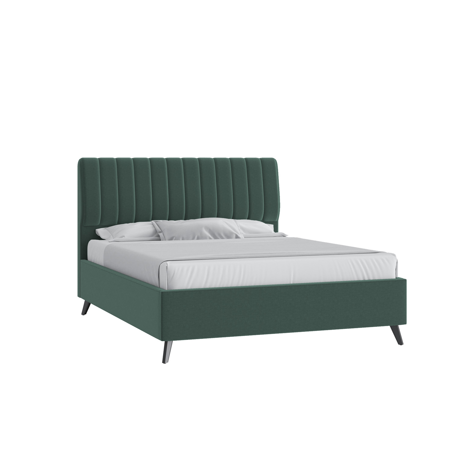 Кровать Танго 160х200 Микровелюр Каприз 37 зеленый с подъемным механизмом на высоких опорах