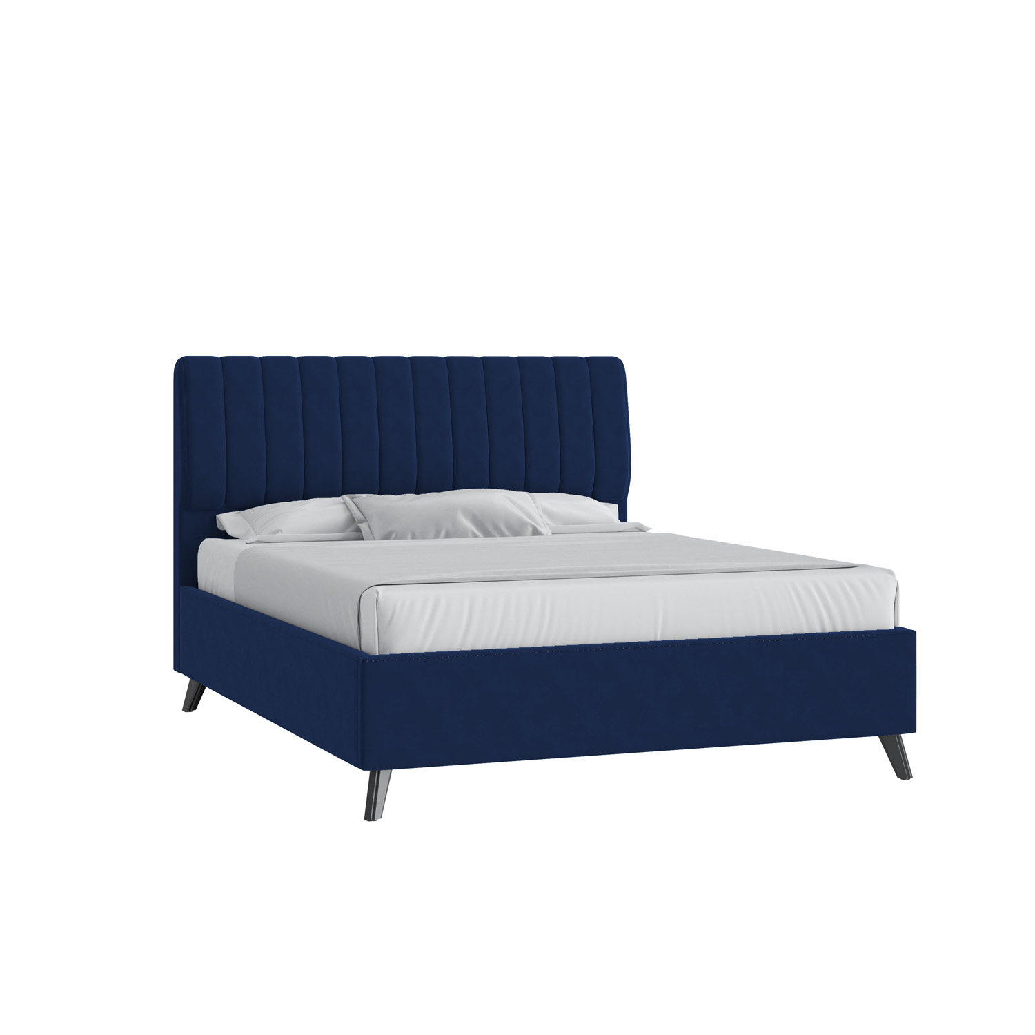 Кровать Танго 160х200 Микровелюр Инфинити 09 синий на высоких опорах