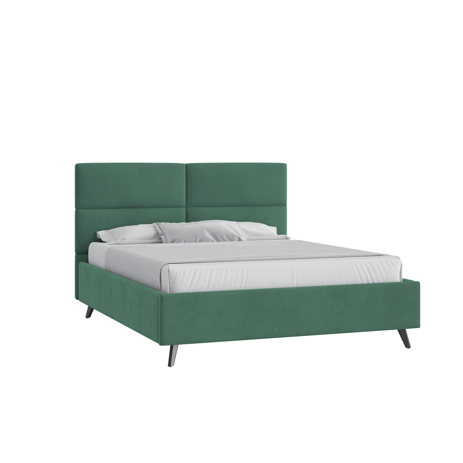 Кровать Тренд малое изголовье 200х200 Микровелюр Фиеста 22 малахит с подъемным механизмом с высокими опорами