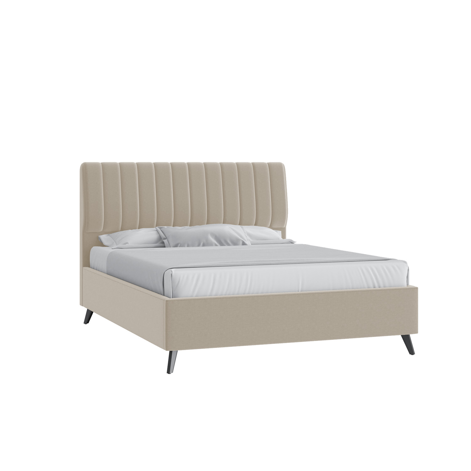 Кровать Танго 160х200 Микровелюр Каприз 06 бежевый на высоких опорах