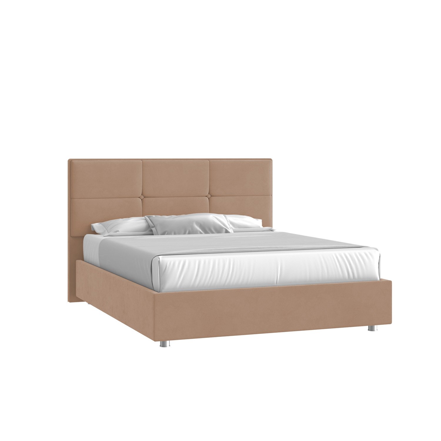 Кровать Мюнхен 160х200 Велюр Гелакси 605 бежевый на низких опорах