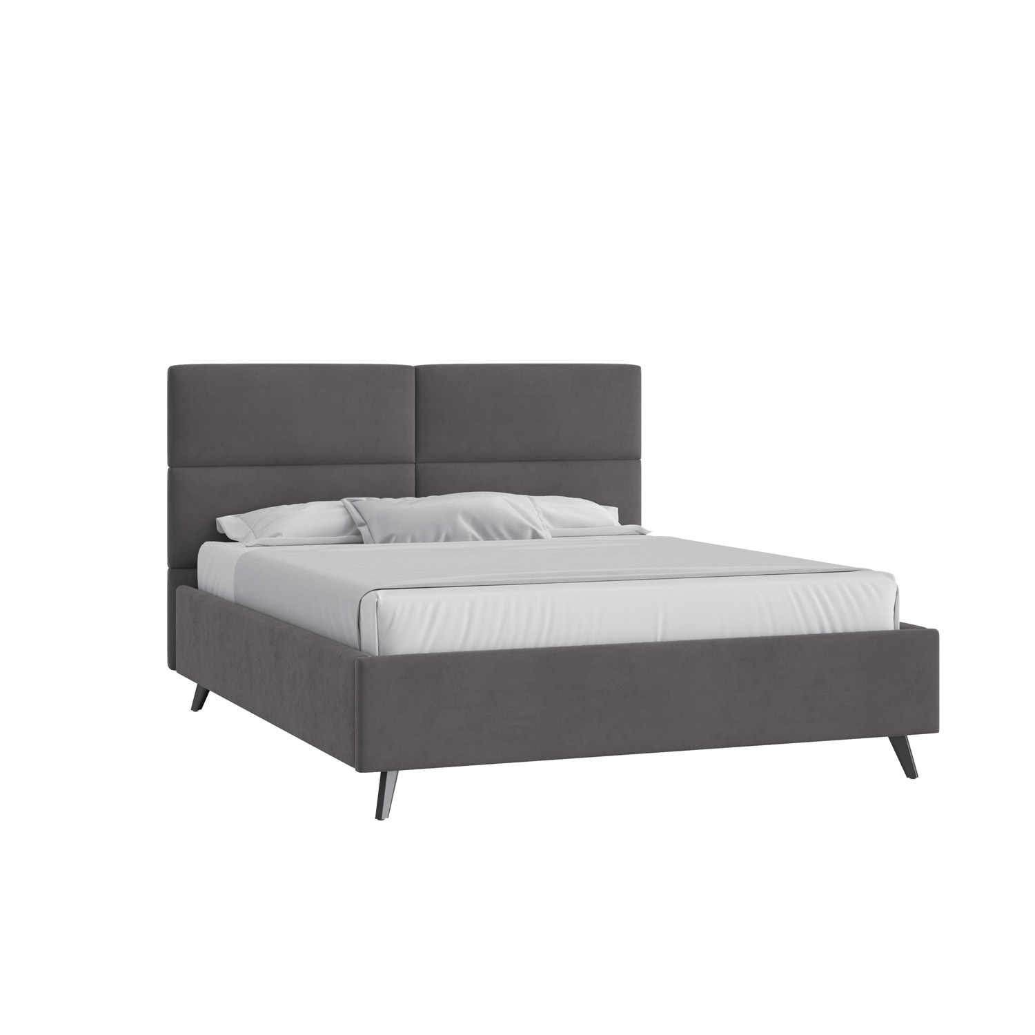 Кровать Тренд малое изголовье 160х190 Микровелюр Фиеста 13 темно-серый с высокими опорами