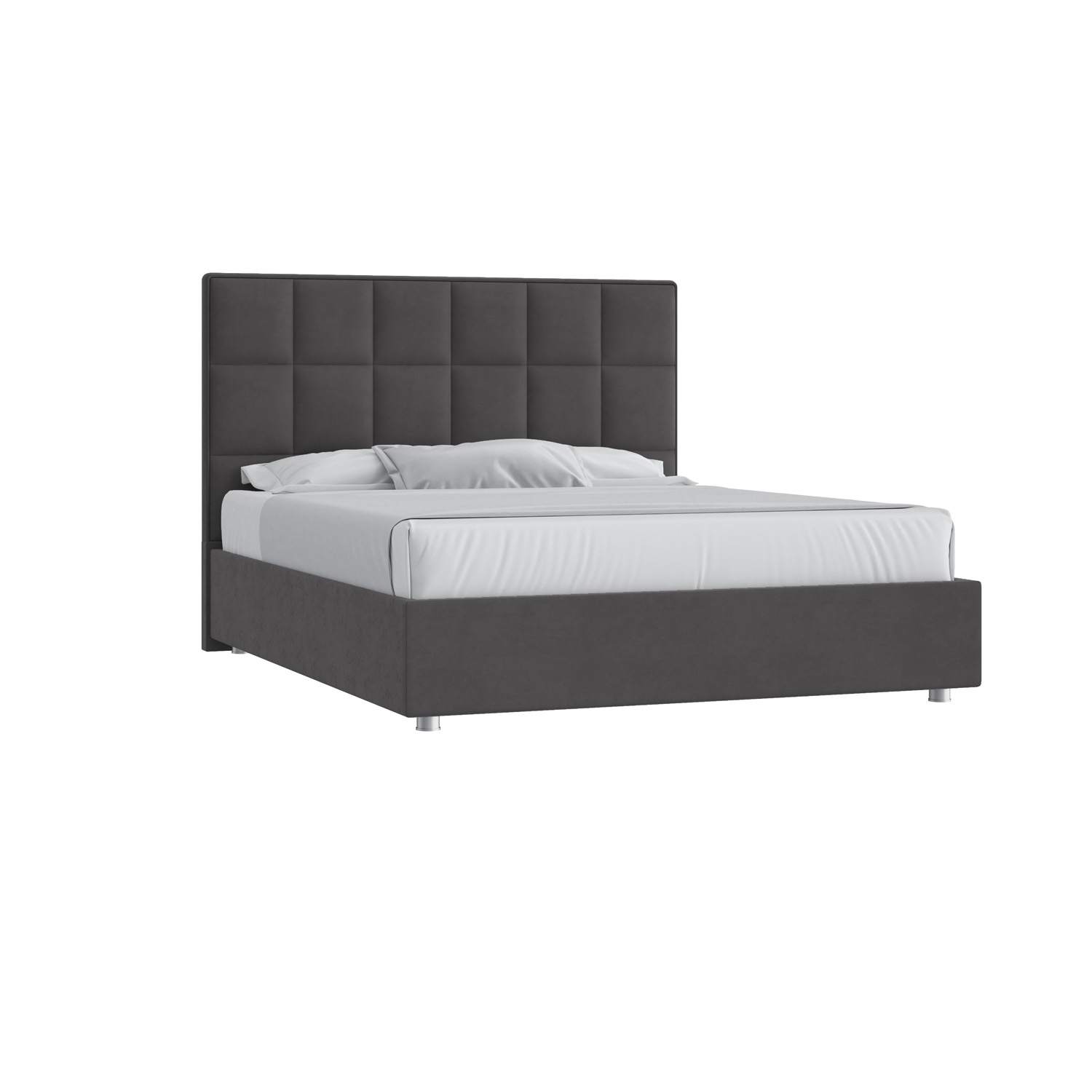 Кровать Квадро 160х200 Микровелюр Инфинити 02 темно-серый с подъемным механизмом