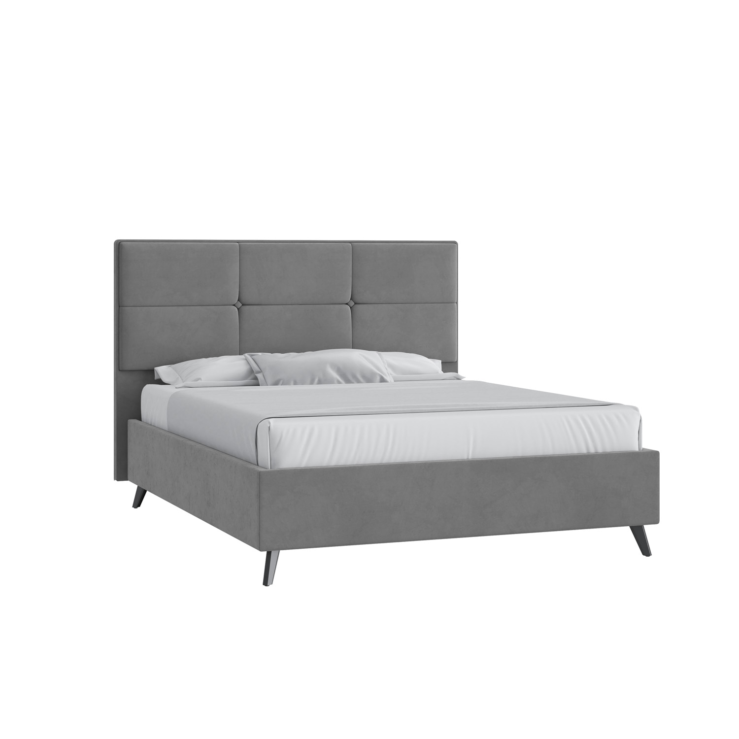 Кровать Мюнхен 140х200 Микровелюр Инфинити 01 серый высокие опоры