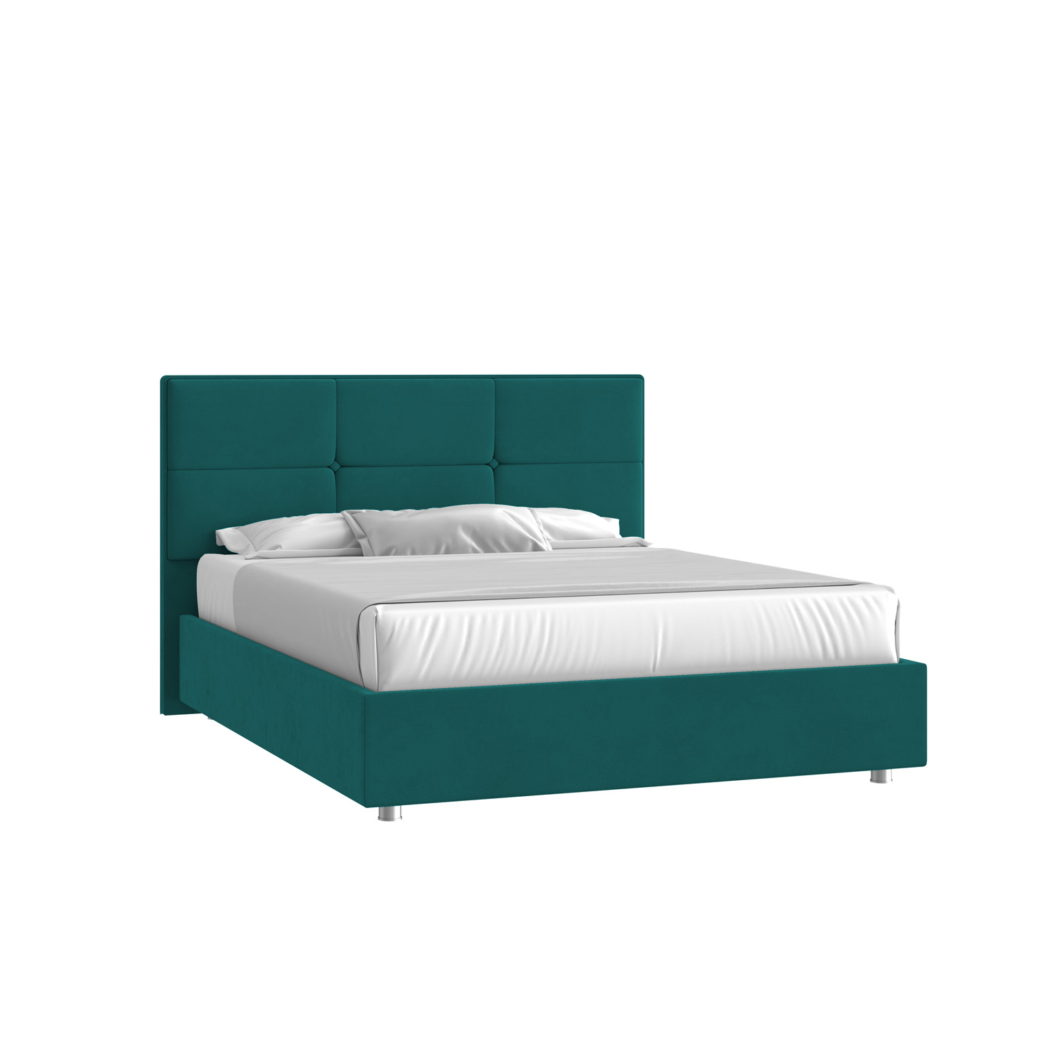 Кровать Мюнхен 160х200 Микровелюр Инфинити 10 изумрудный на низких опорах