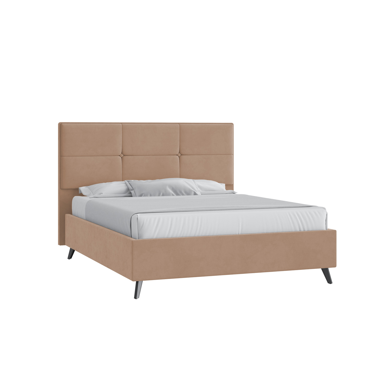 Кровать Мюнхен 160х200 Велюр Гелакси 605 бежевый высокие опоры