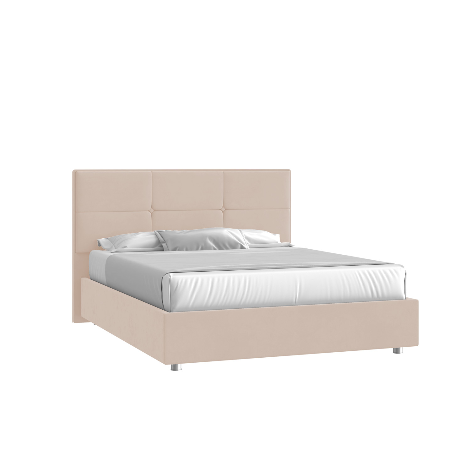 Кровать Мюнхен 140х200 Велюр Гелакси 602 кремовый с подъемным механизмом на низких опорах