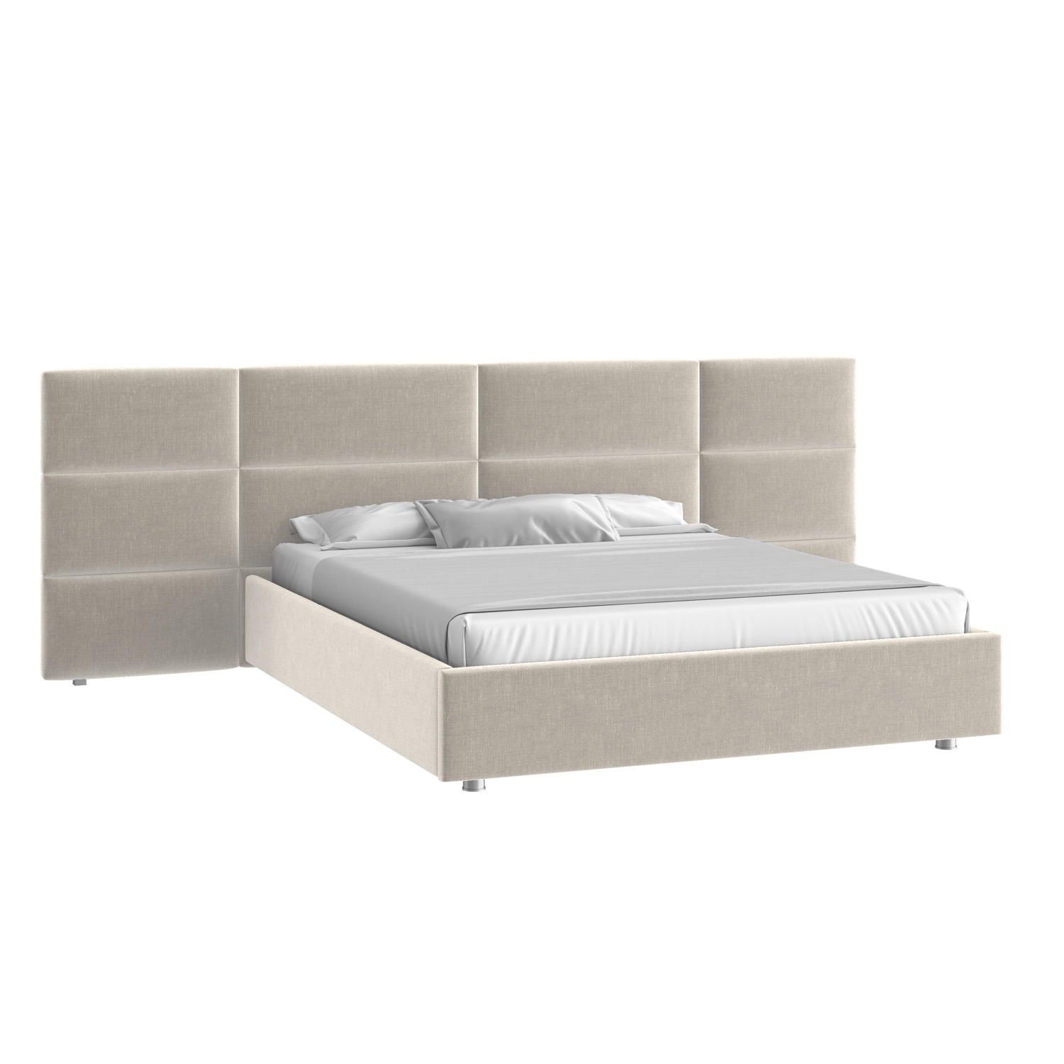 Кровать Тренд большое изголовье 160х200 Микровелюр Каприз 06 бежевый