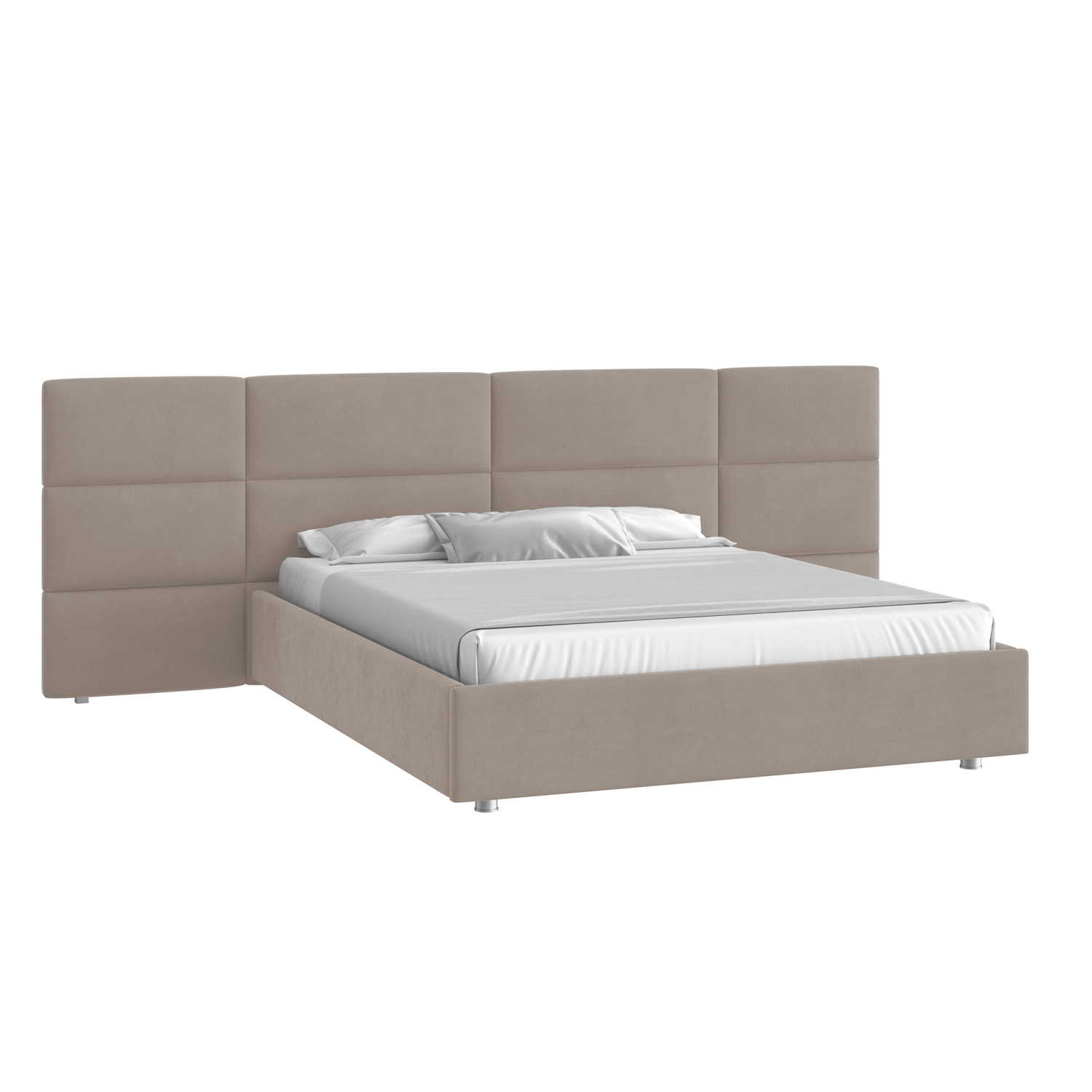 Кровать Тренд большое изголовье 160х200 Микровелюр Фиеста 12 светло-серый