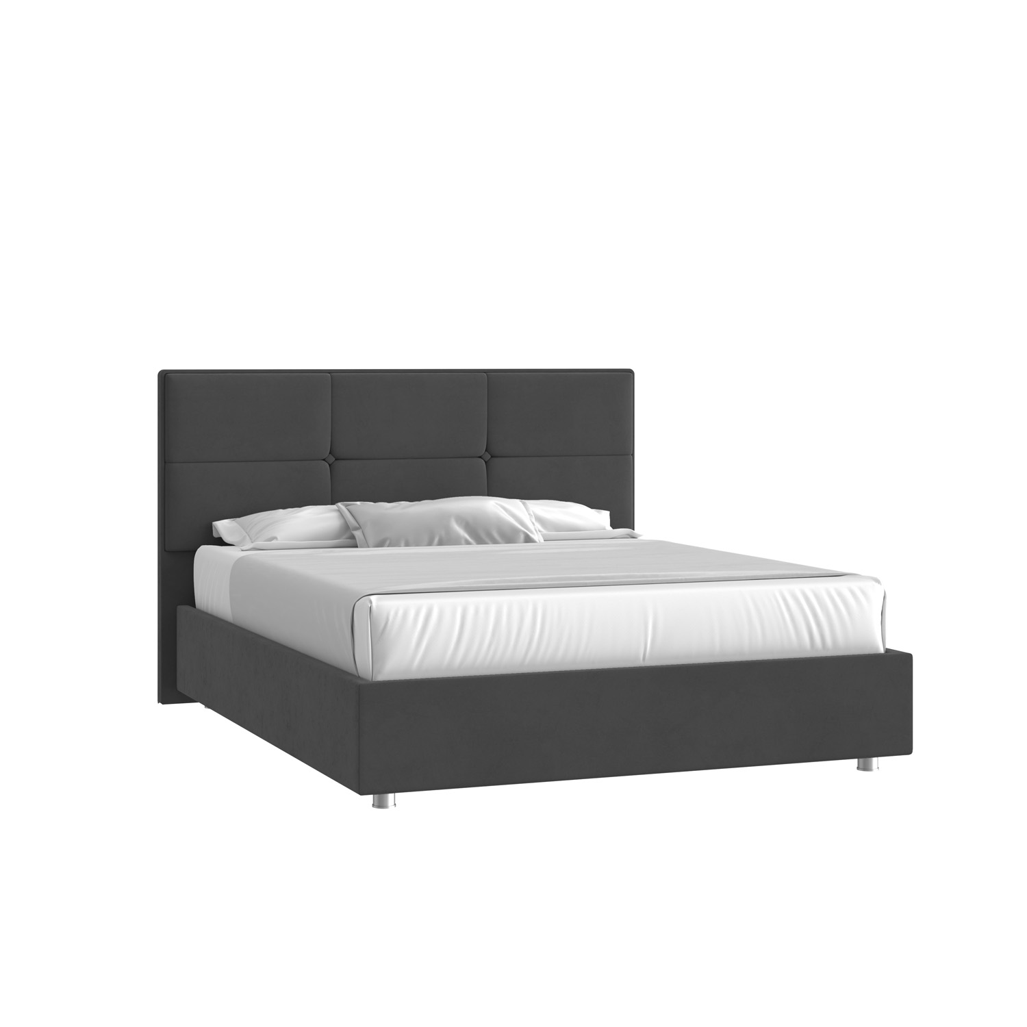 Кровать Мюнхен 160х200 Велюр Гелакси 011 серо-стальной с подъемным механизмом на низких опорах