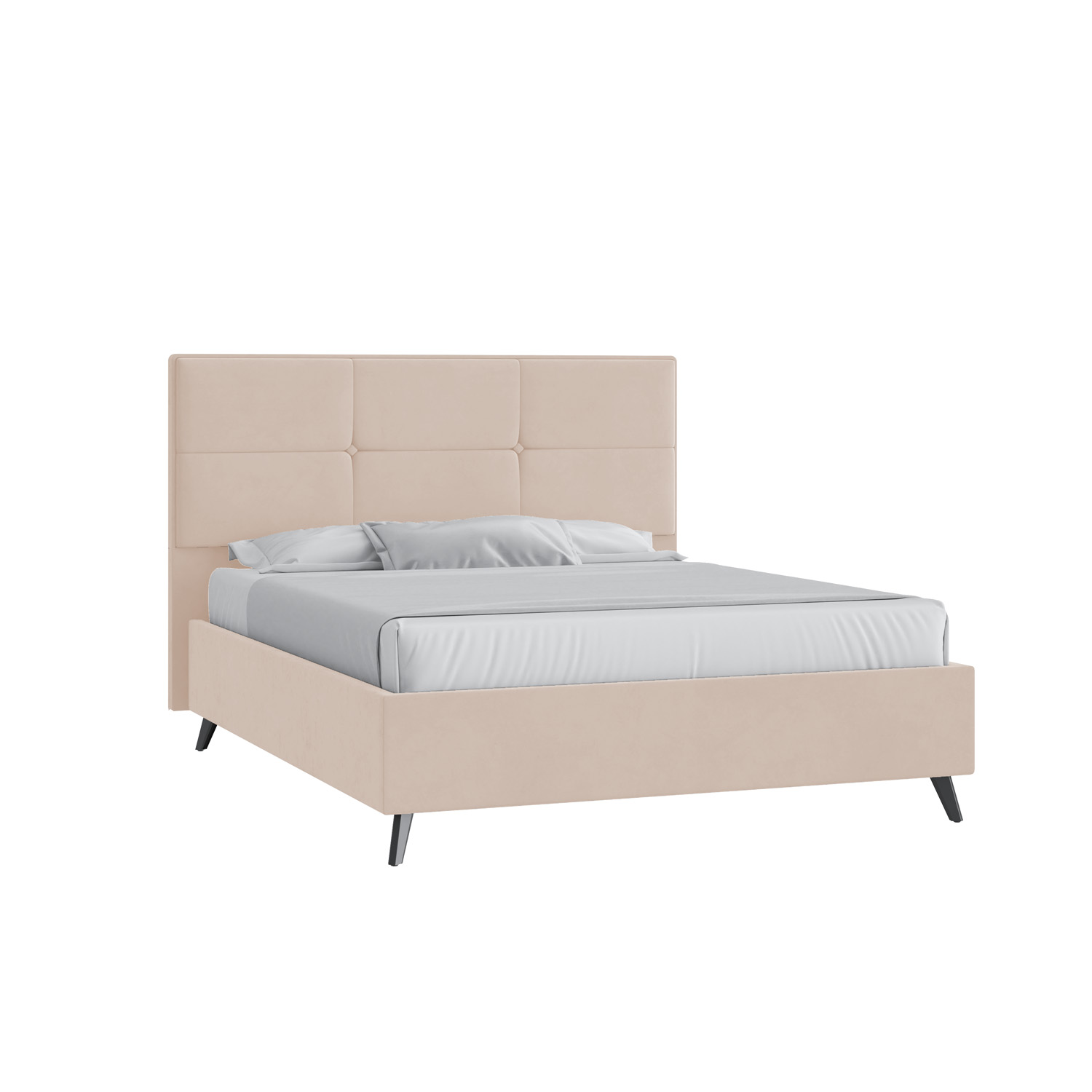 Кровать Мюнхен 160х200 Велюр Гелакси 602 кремовый высокие опоры