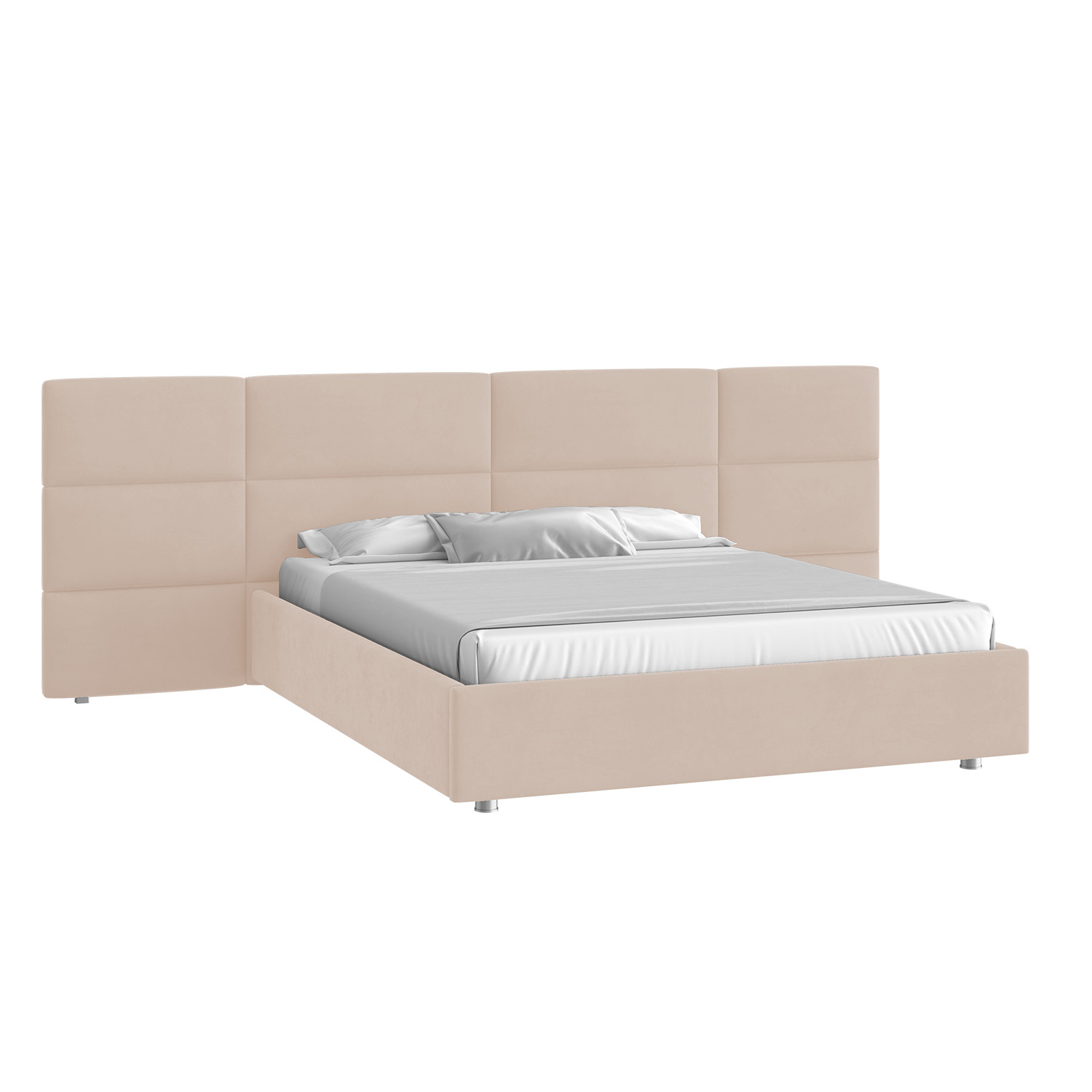 Кровать Тренд большое изголовье 160х200 Велюр Гелакси 602 кремовый с подъемным механизмом