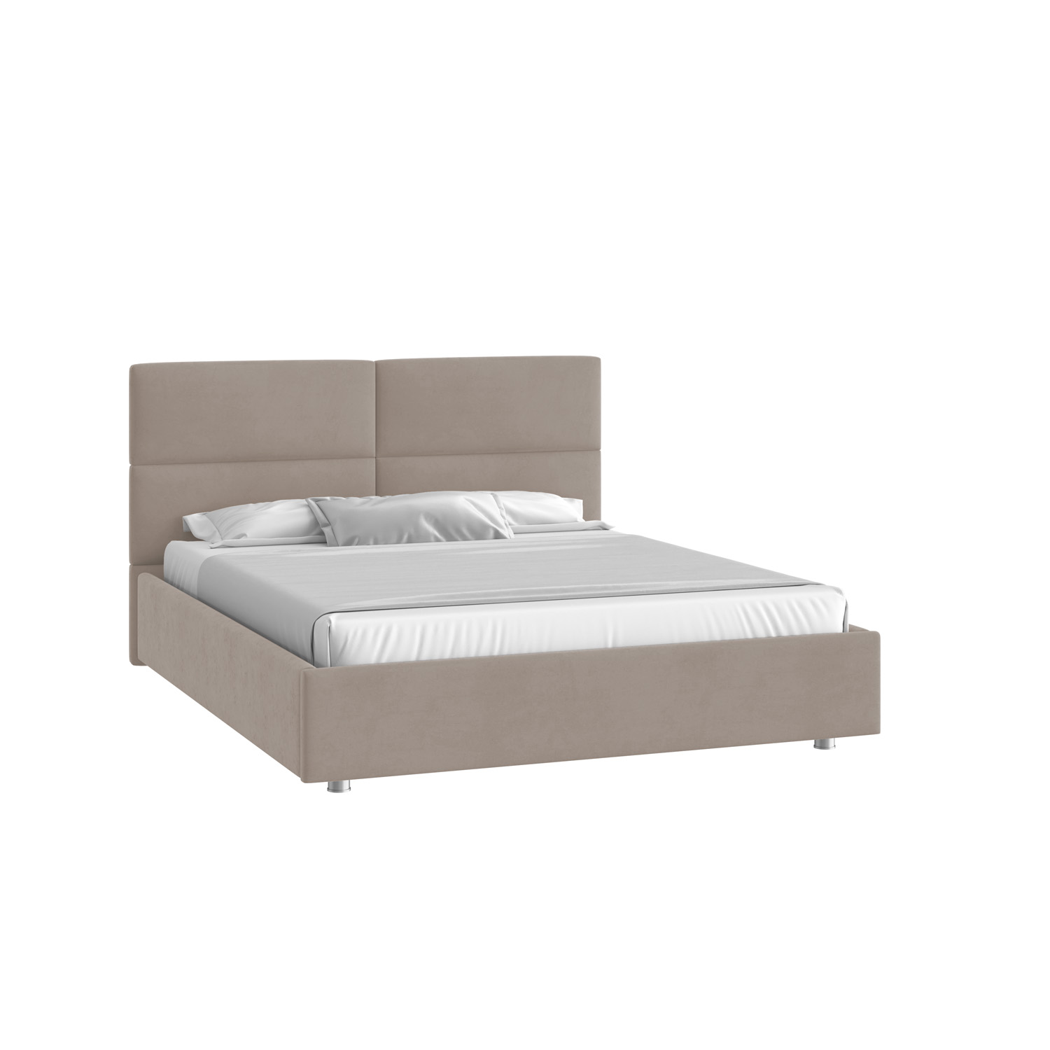 Кровать Тренд малое изголовье 160х200 Микровелюр Фиеста 12 светло-серыйс низкими опорами