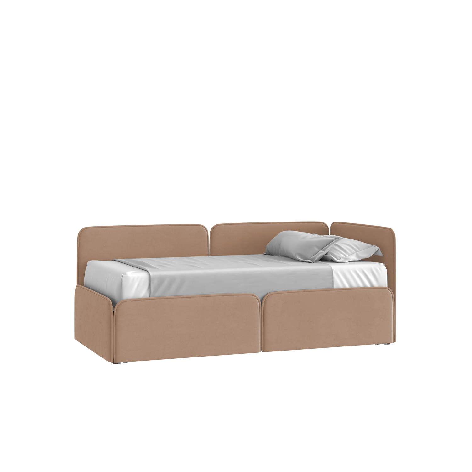 Кровать Тетрис 90х190 Велюр Гелакси 605 бежевый