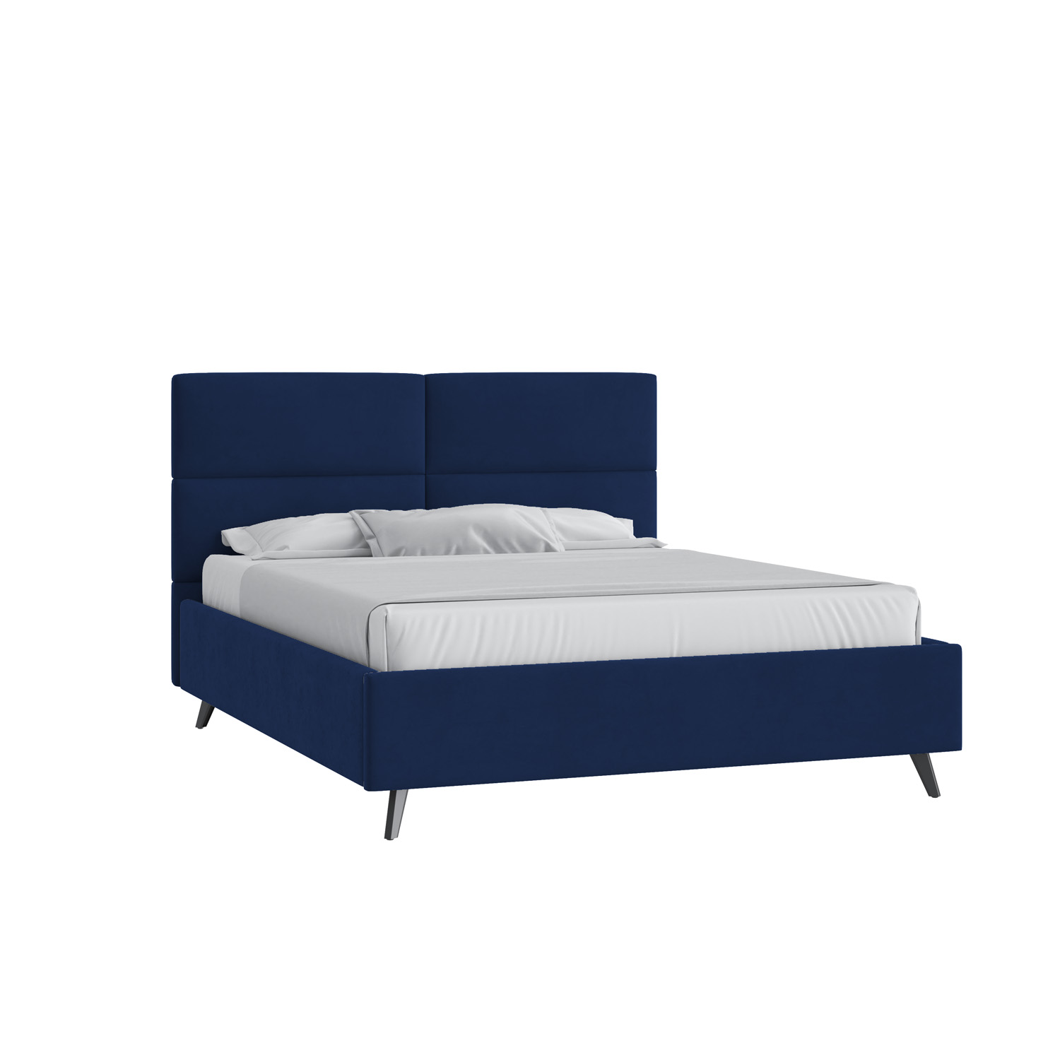 Кровать Тренд малое изголовье 160х200 Микровелюр Инфинити 09 синий с высокими опорами