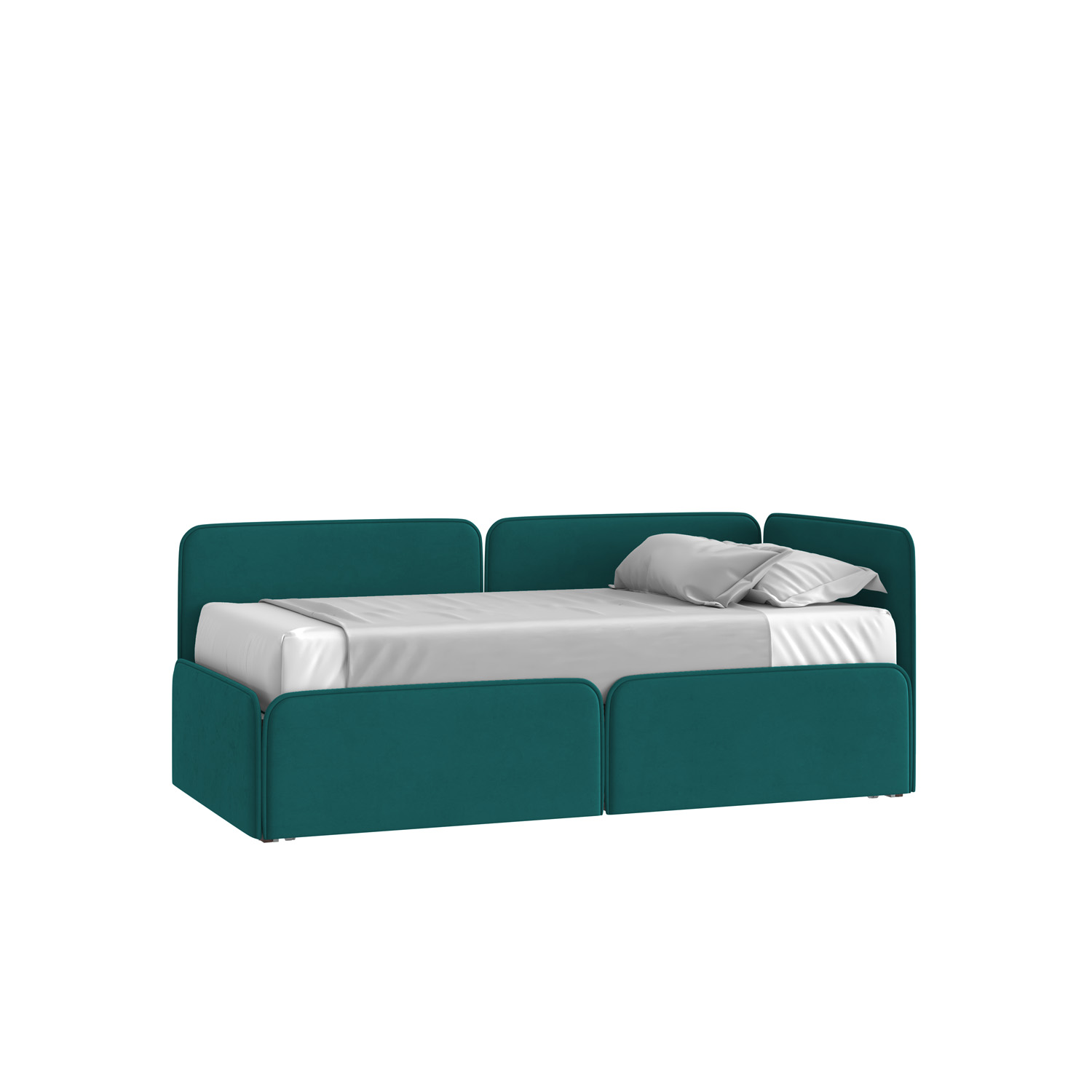 Кровать Тетрис 90х190 Микровелюр Инфинити 10 изумрудный