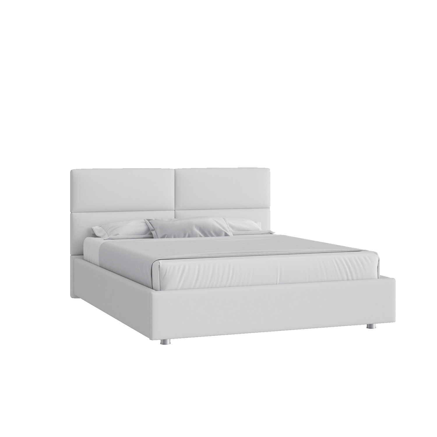 Кровать Тренд малое изголовье 160х200 Экокожа Терра ТМ 14 белыйс низкими опорами