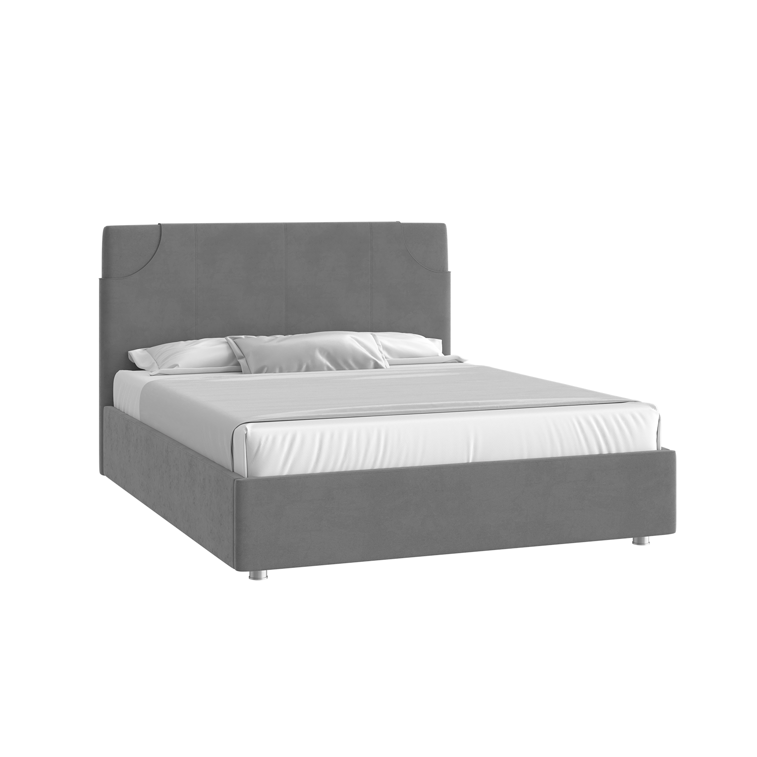 Кровать Денди 160х200 Микровелюр Инфинити 01 серый с подъемным механизмом