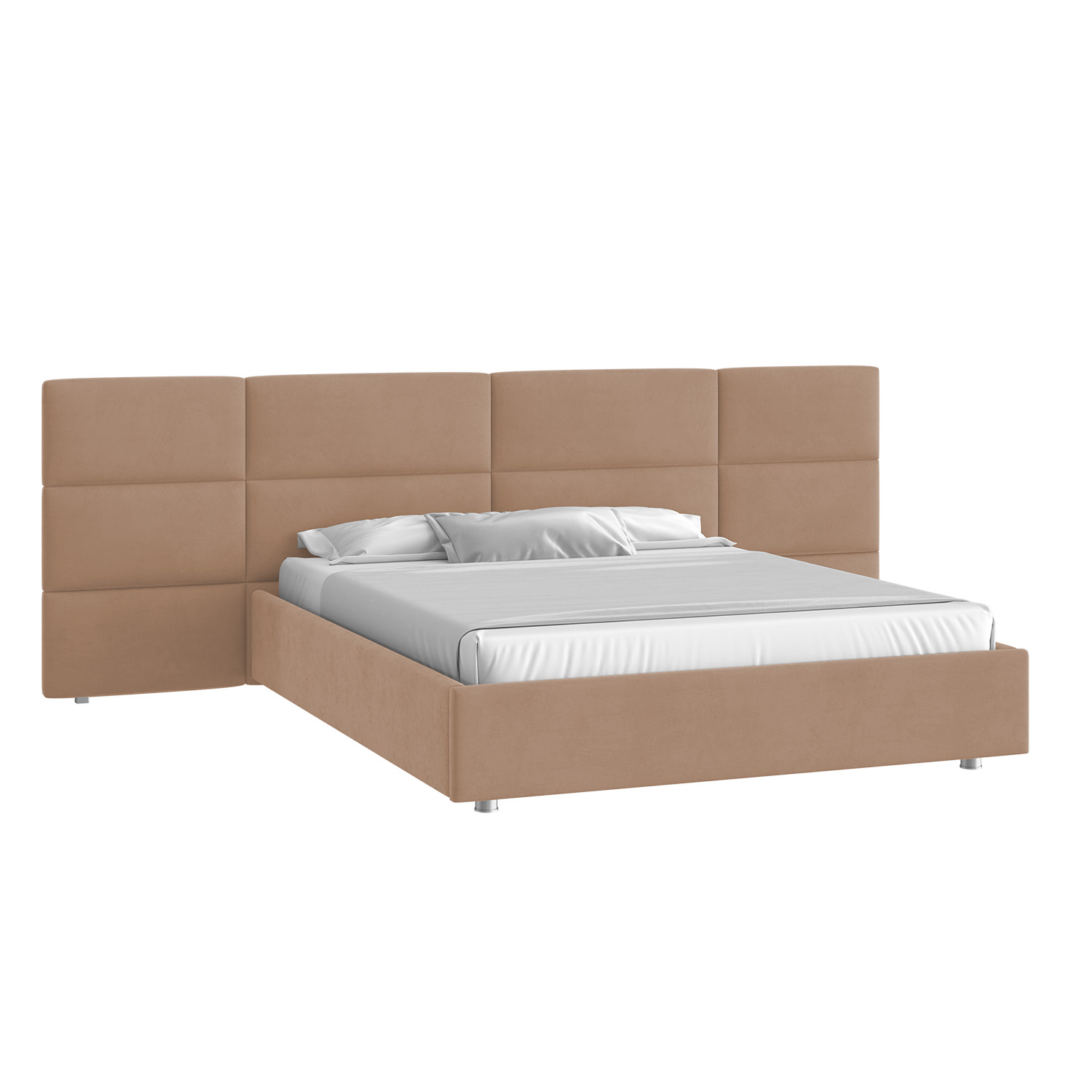 Кровать Тренд большое изголовье 160х200 Велюр Гелакси 605 бежевый с подъемным механизмом