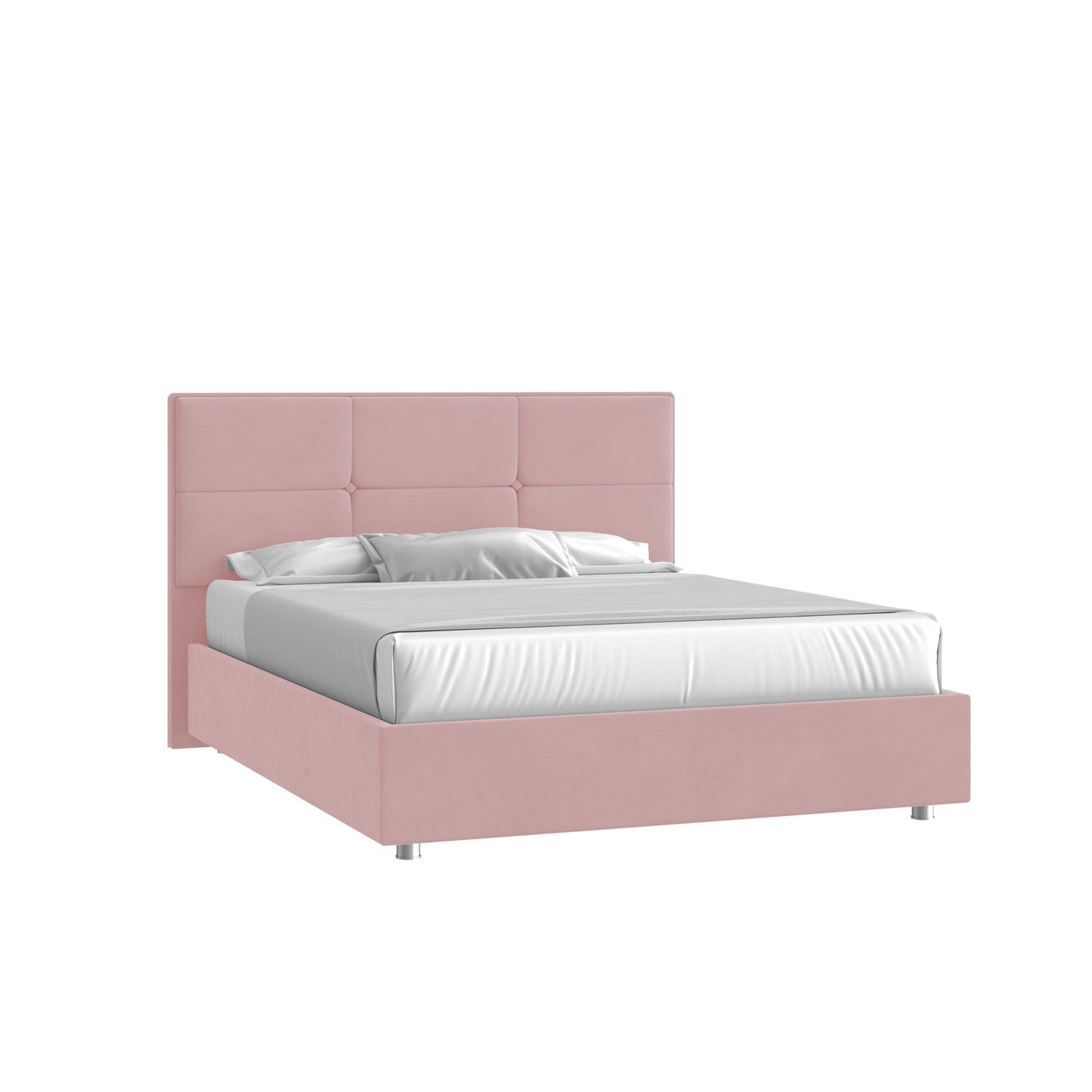 Кровать Мюнхен 200х200 Микровелюр Инфинити 12 розовый с подъемным механизмом на низких опорах