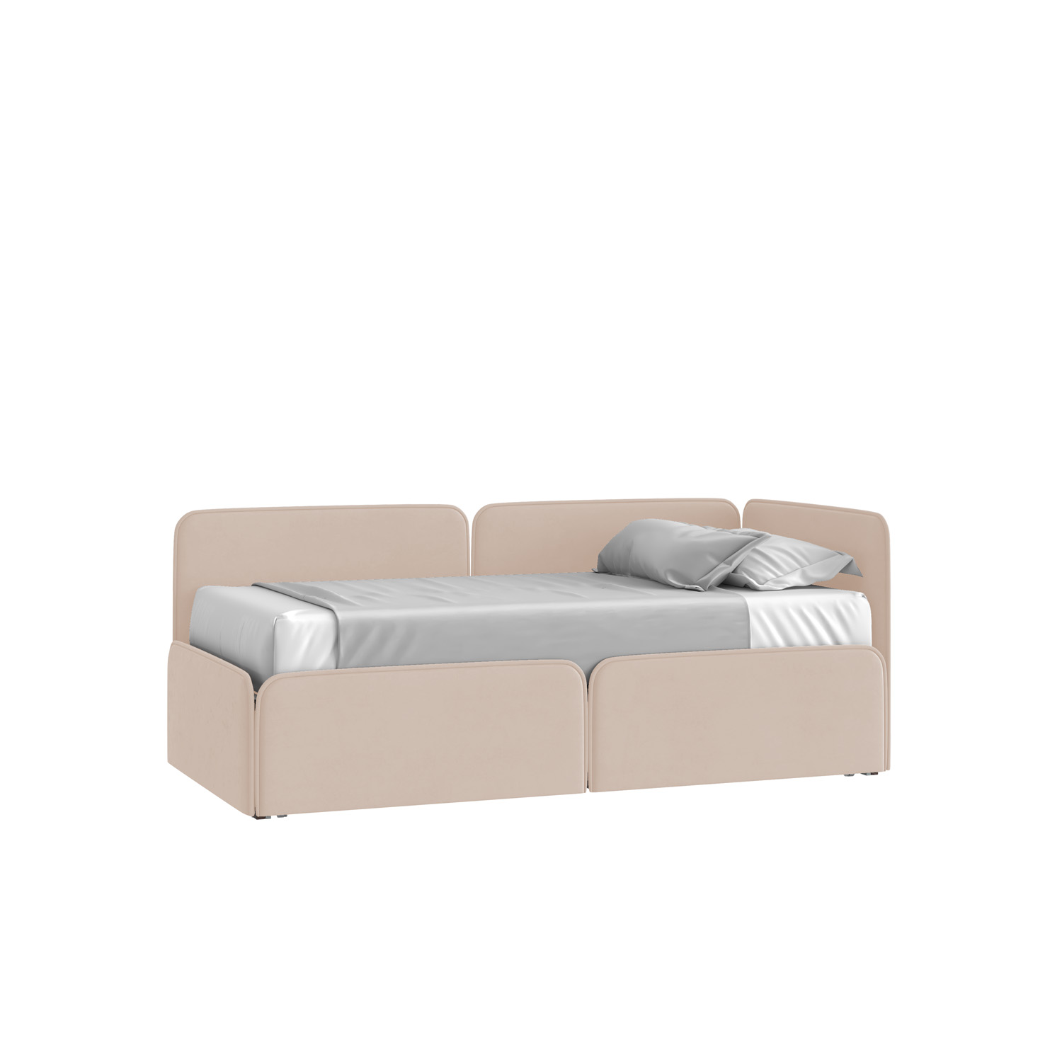 Кровать Тетрис 90х190 Велюр Гелакси 602 кремовый с подъемным механизмом