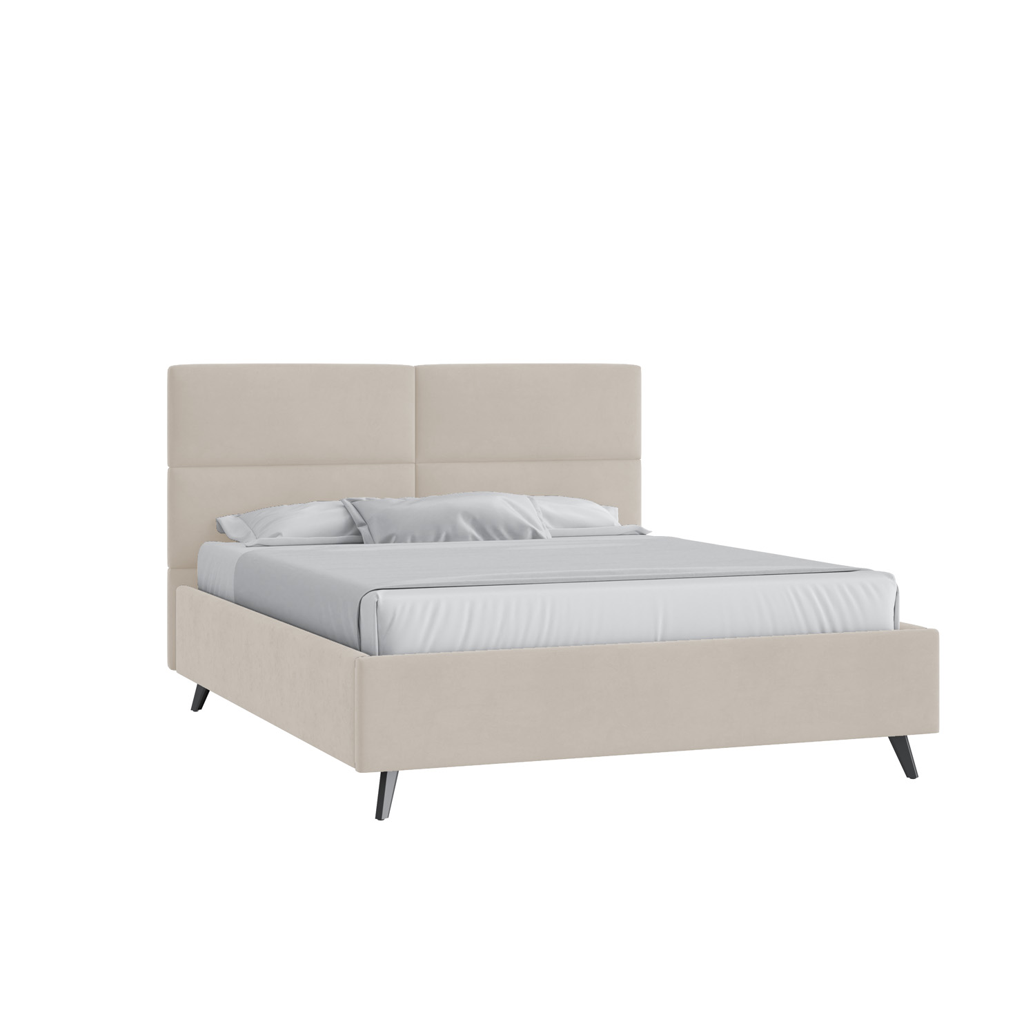 Кровать Тренд малое изголовье 140х200 Микровелюр Фиеста 02 слоновая кость с подъемным механизмом с высокими опорами