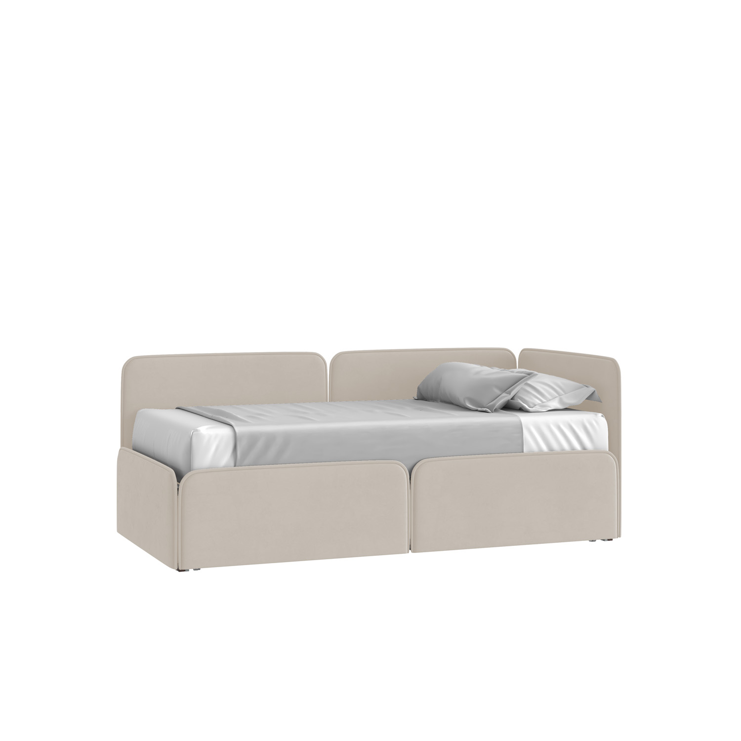 Кровать Тетрис 90х190 Микровелюр Фиеста 02 слоновая кость с подъемным механизмом