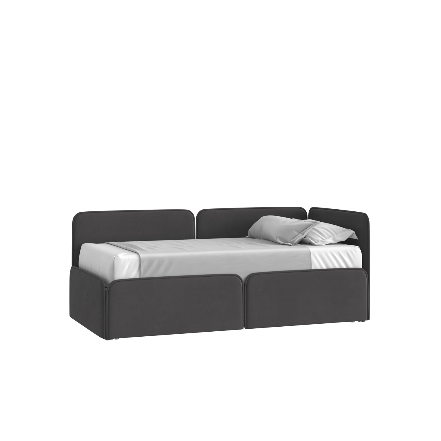 Кровать Тетрис 90х190 Велюр Гелакси 011 серо-стальной