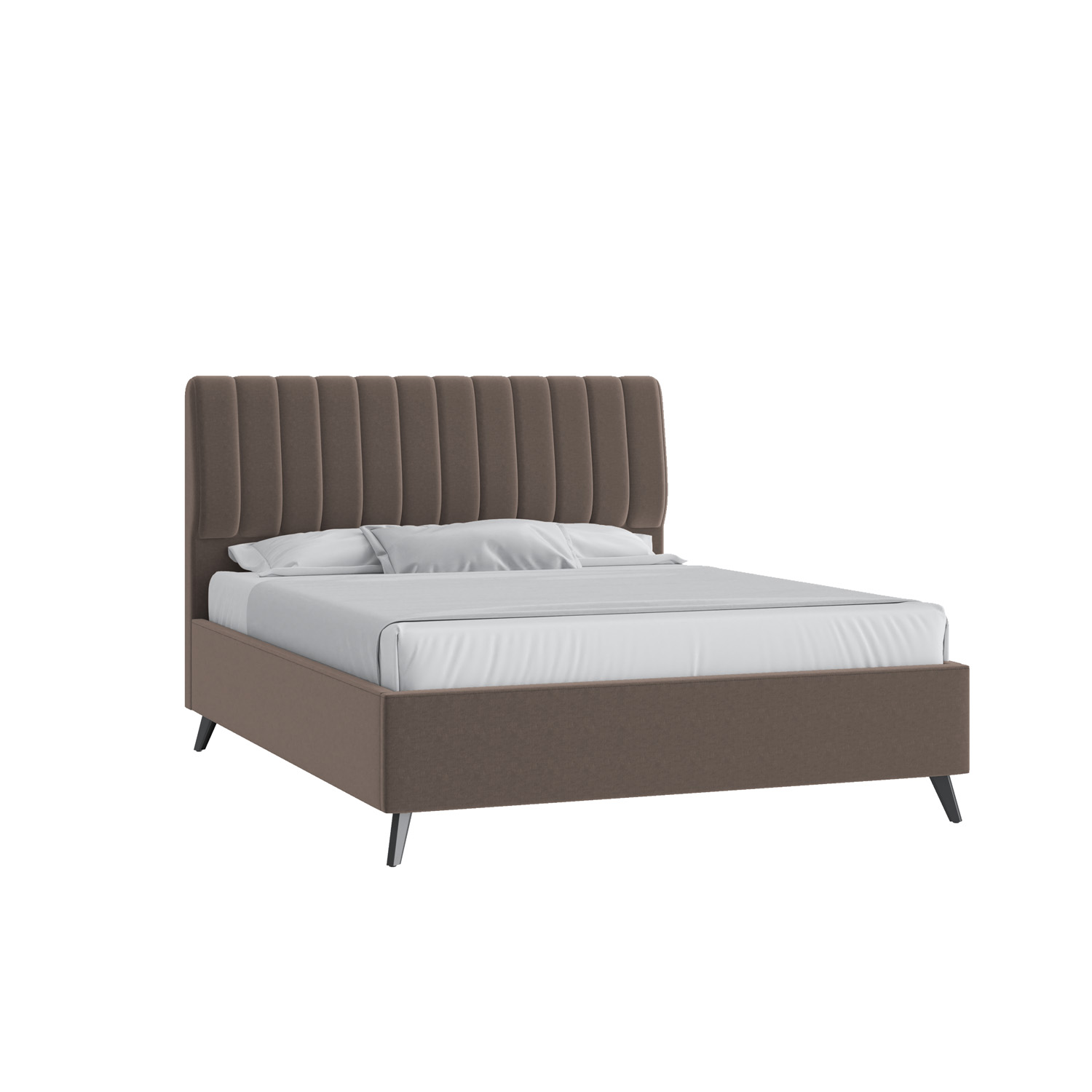 Кровать Танго 160х200 Микровелюр Каприз 20 какао на высоких опорах