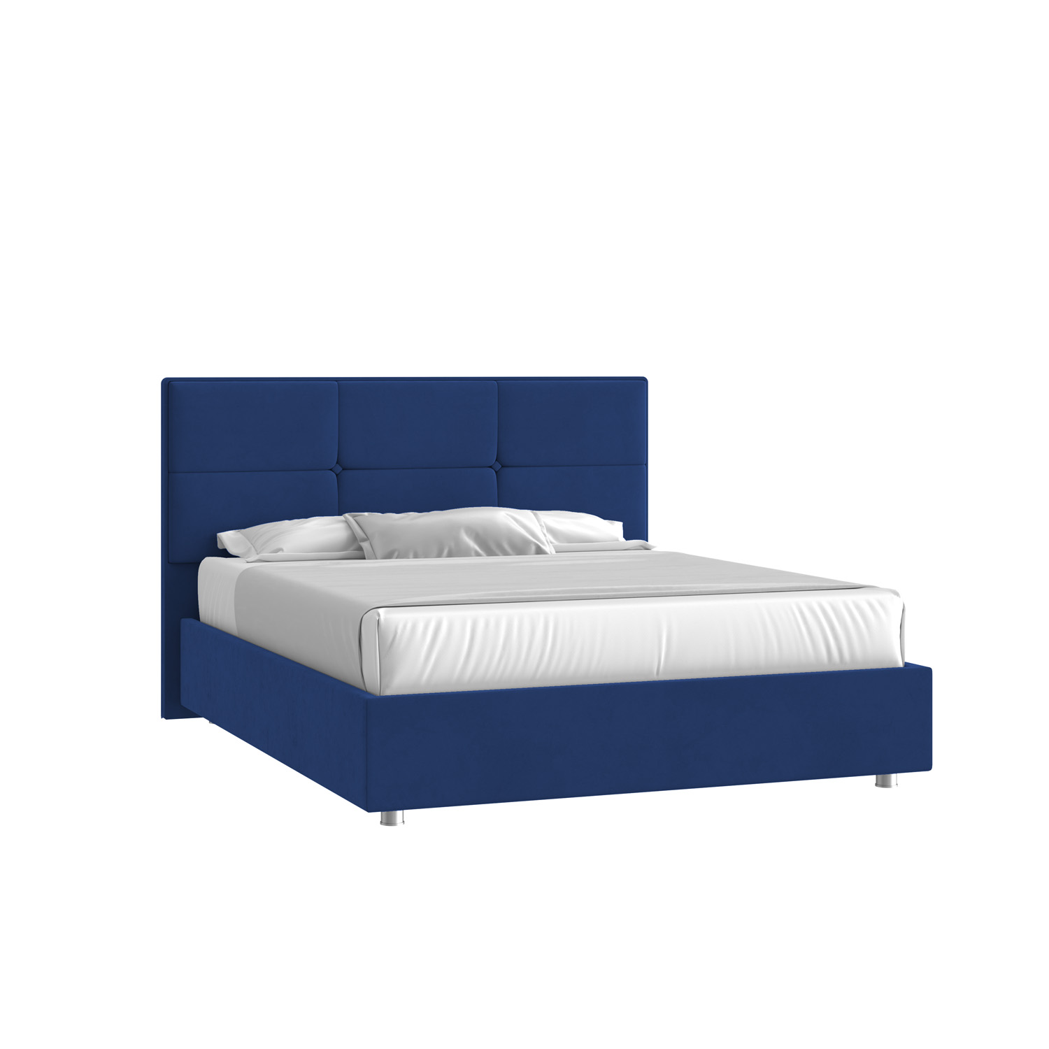 Кровать Мюнхен 160х200 Микровелюр Инфинити 09 синий с подъемным механизмом на низких опорах