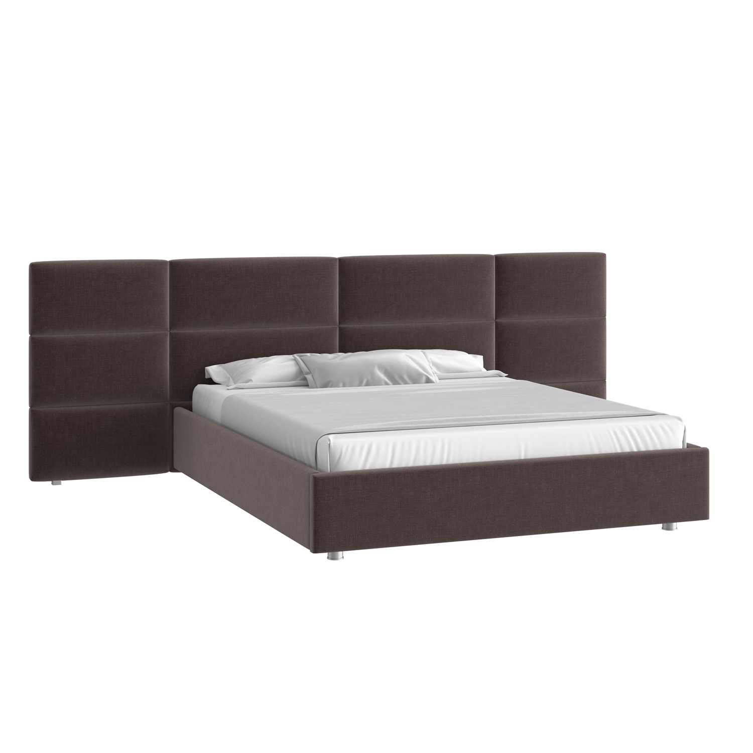 Кровать Тренд большое изголовье 140х200 Микровелюр Каприз 20 какао