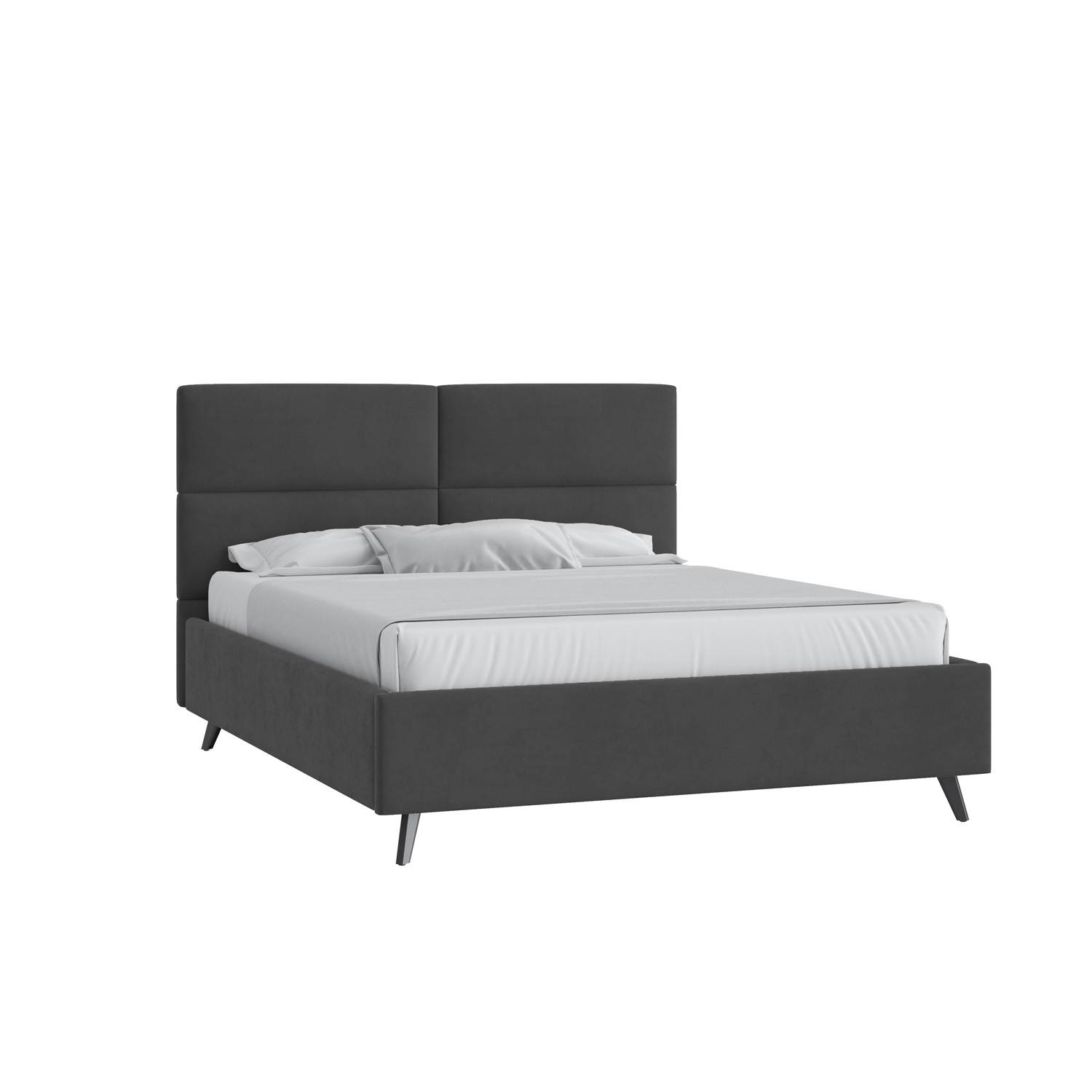 Кровать Тренд малое изголовье 200х200 Велюр Гелакси 011 серо-стальной с подъемным механизмом с высокими опорами