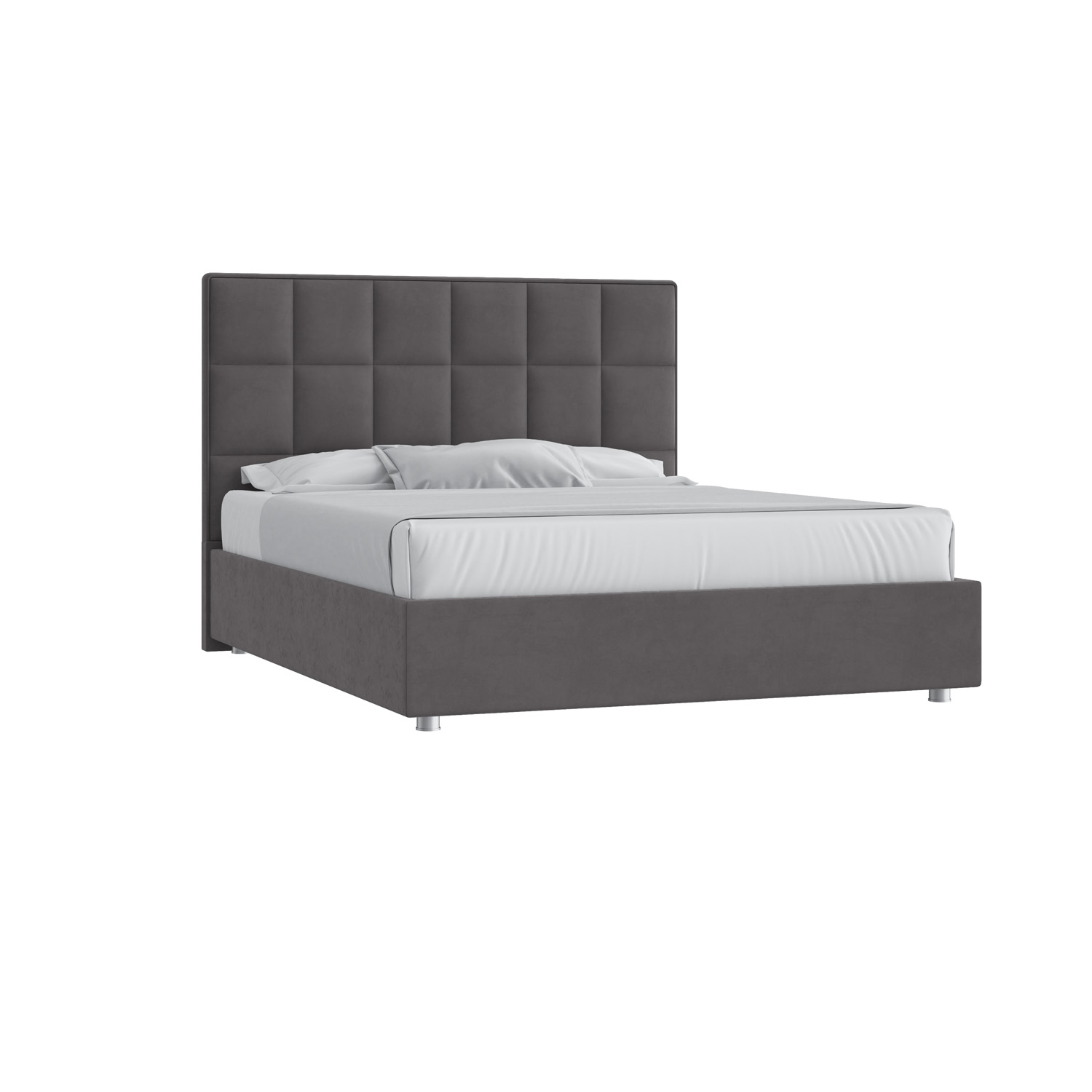 Кровать Квадро 140х200 Микровелюр Фиеста 13 темно-серый с подъемным механизмом