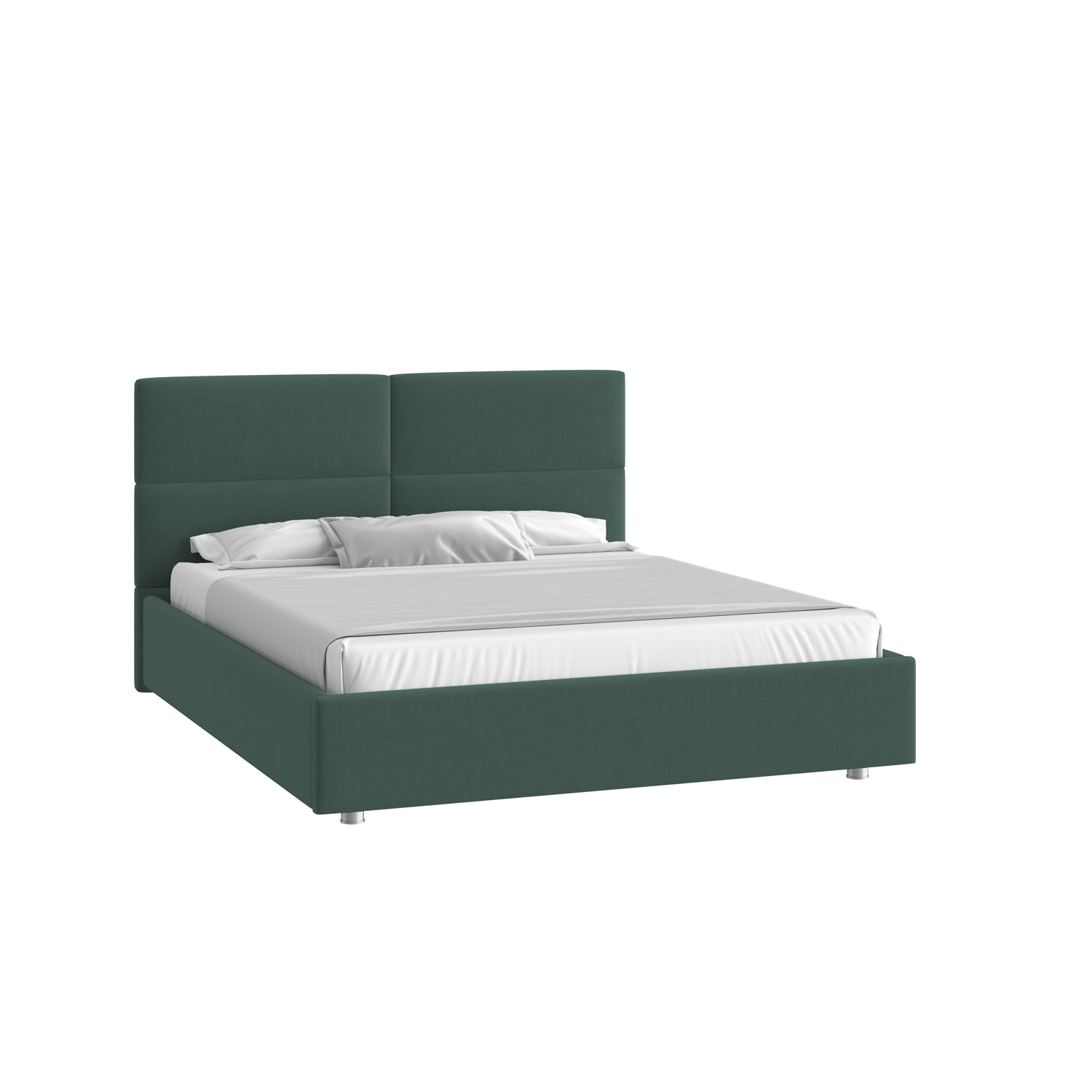 Кровать Тренд малое изголовье 160х190 Микровелюр Каприз 37 зеленыйс низкими опорами